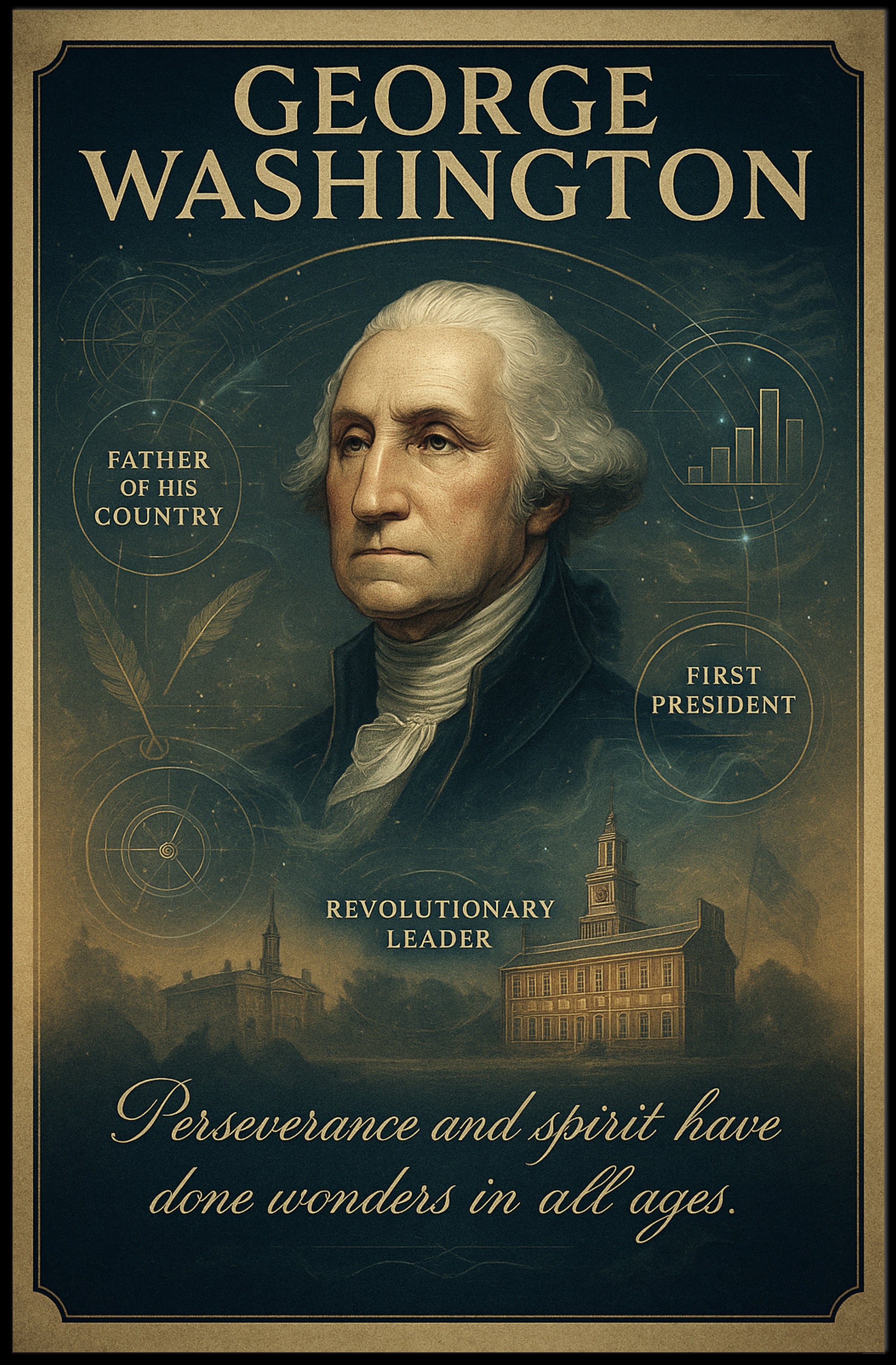 George Washington Vintage Illustration Historical or Presidential Poster
