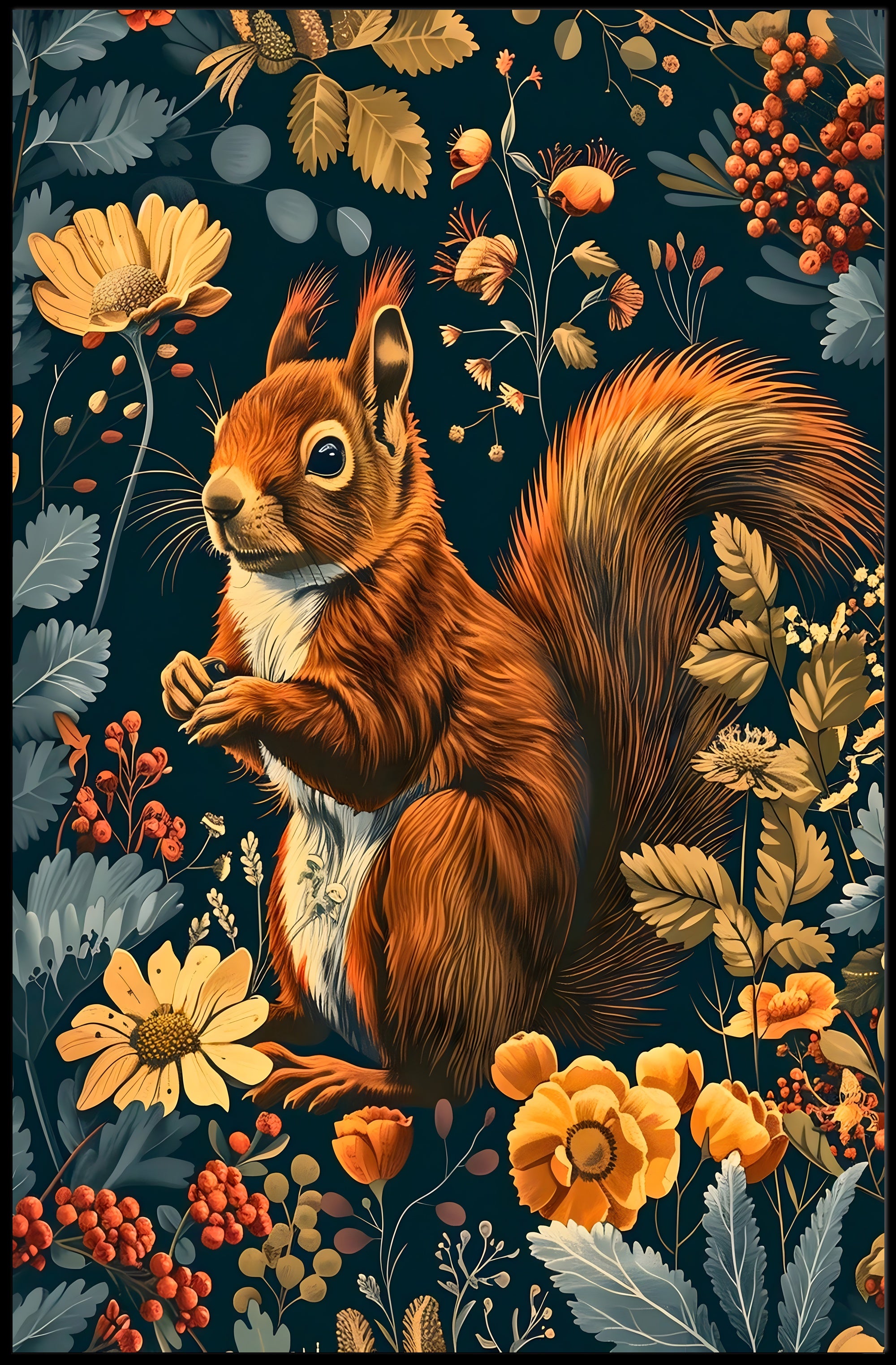Red Squirrel in Enchanted Nature Animal Poster