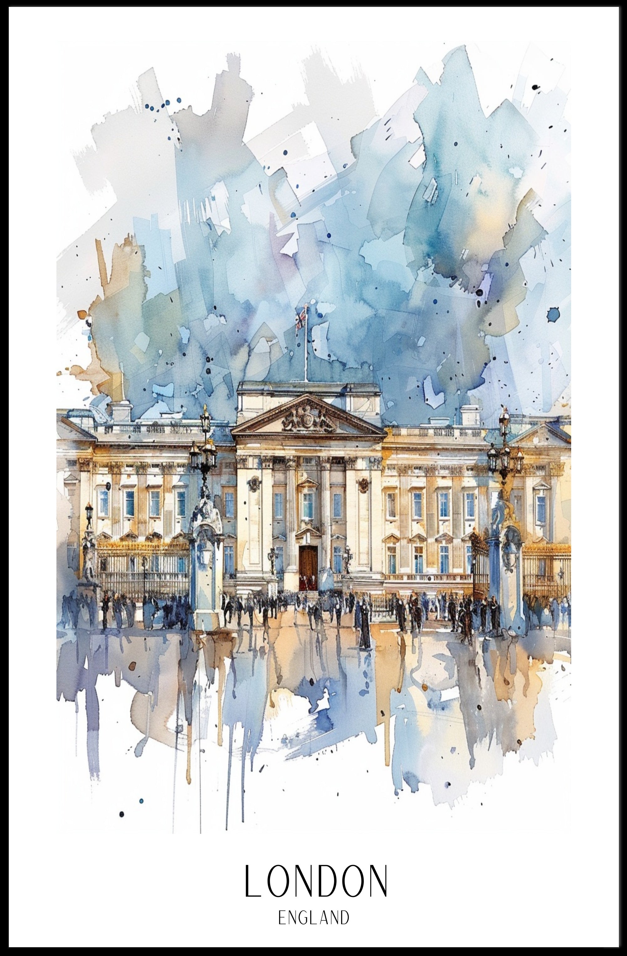 Watercolor Buckingham Palace Art Print: Cultural or Heritage Poster PosterGoat