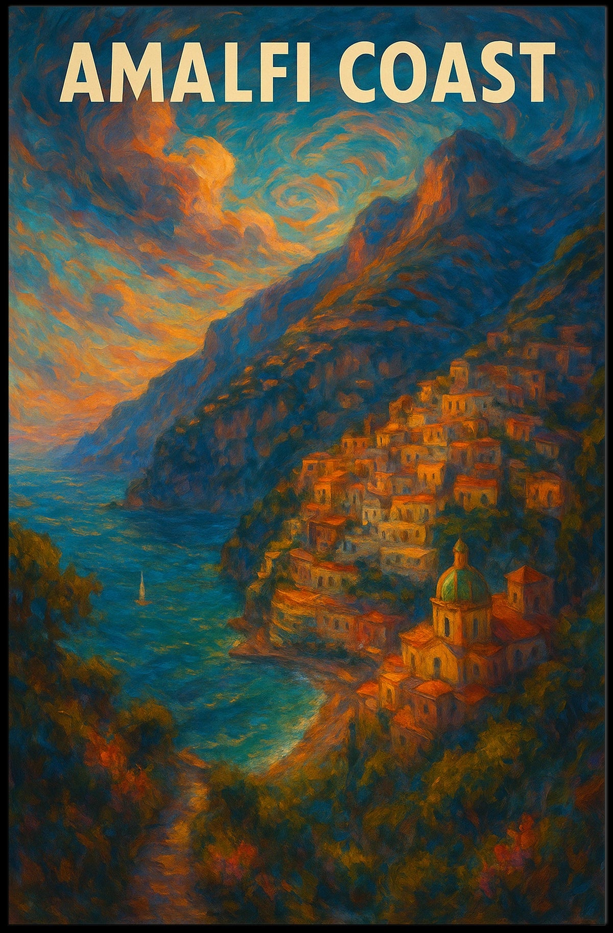 Amalfi Coast Poster Wall Art 18x24 Inches Print Decor