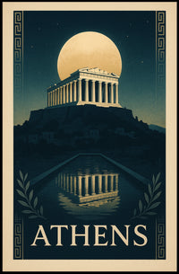 Athens The Parthenon Under Moonlight Poster
