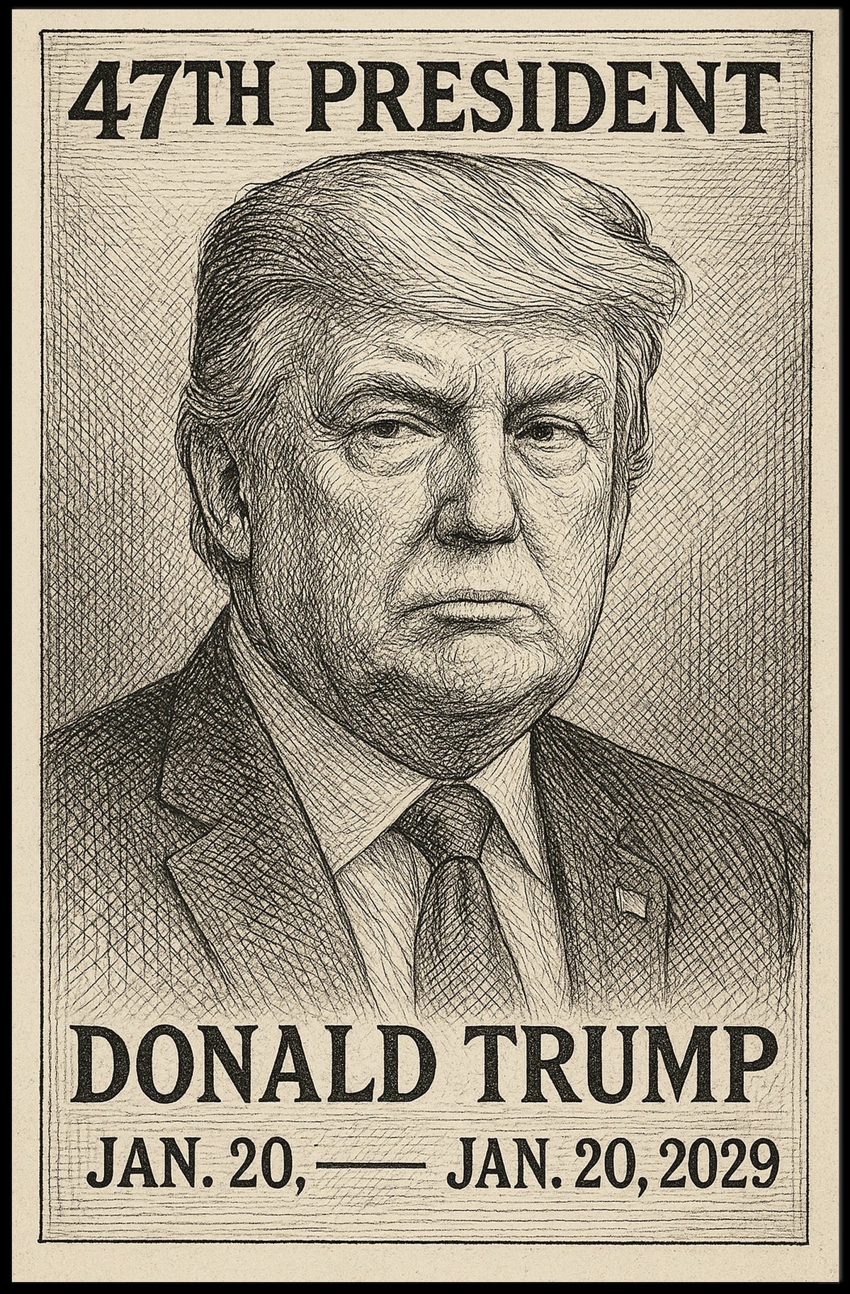 Donald Trump Enduring Leadership Engraved Portrait Poster