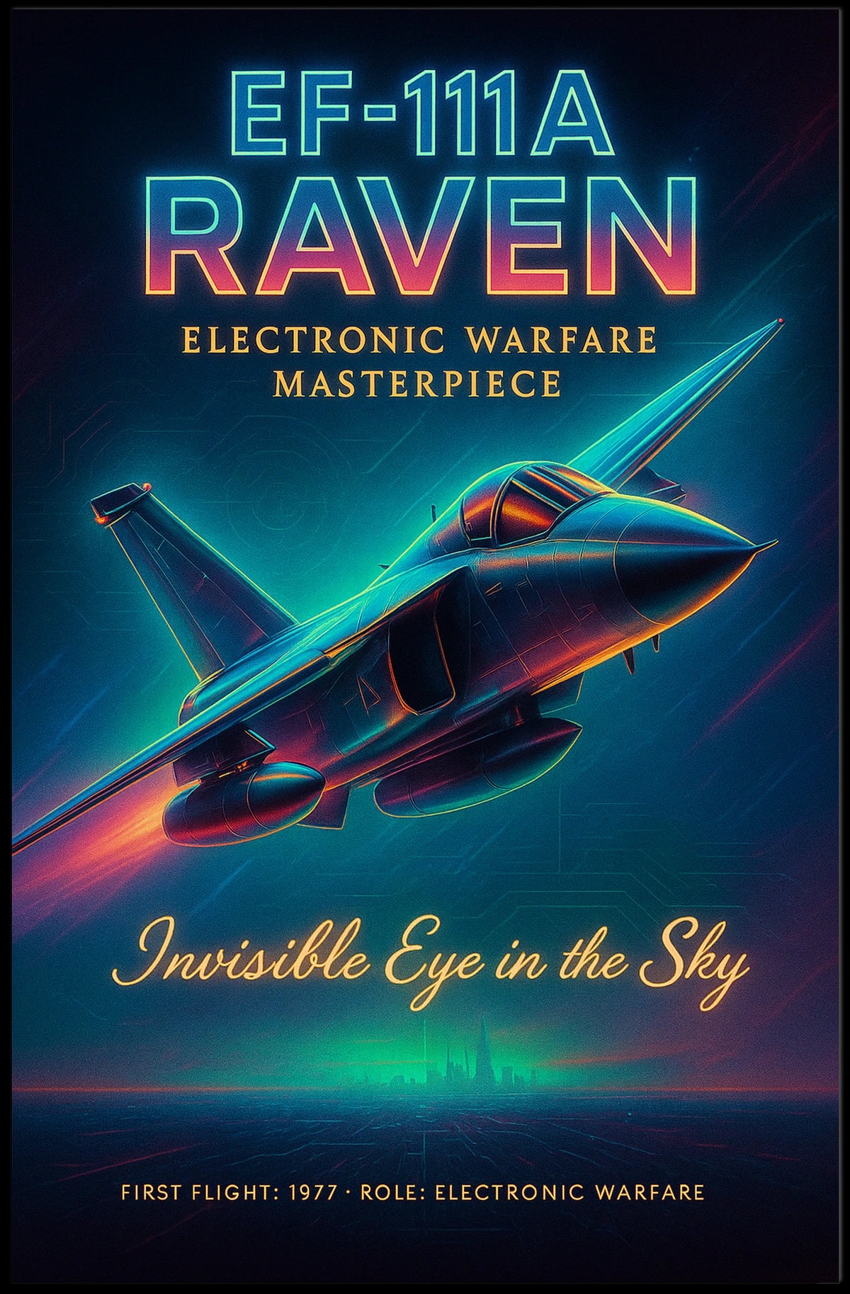 EF-111A Raven Retro-Futuristic Military Aviation Poster