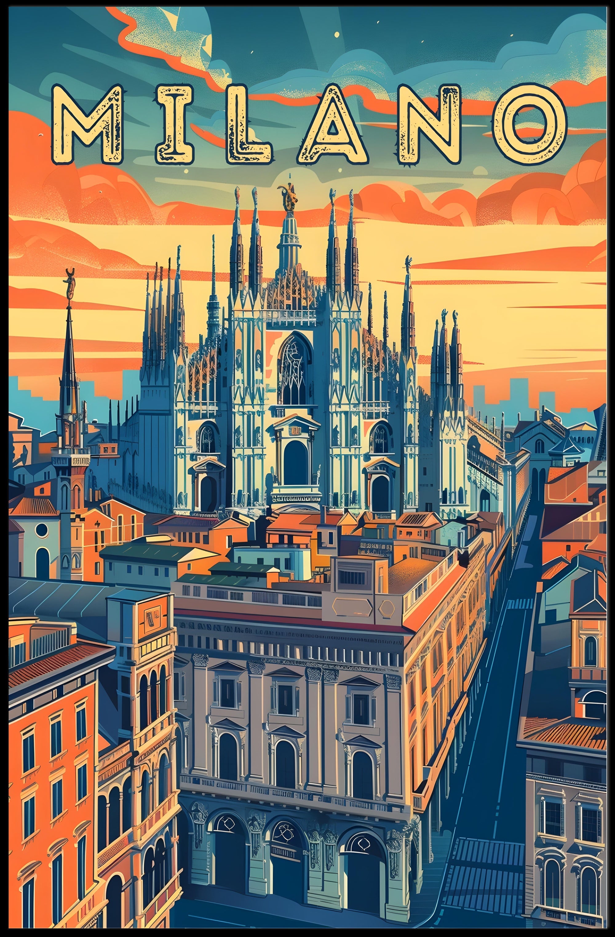 Milano Skyline Art Poster