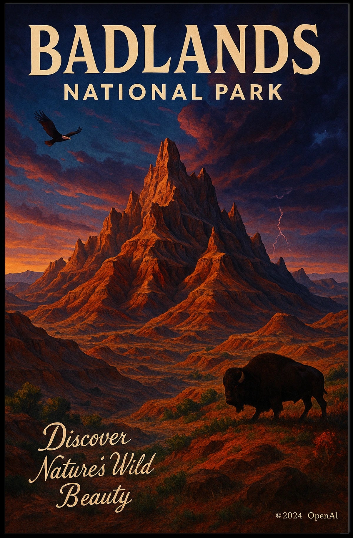 Badlands National Park Vintage Wilderness Poster Art
