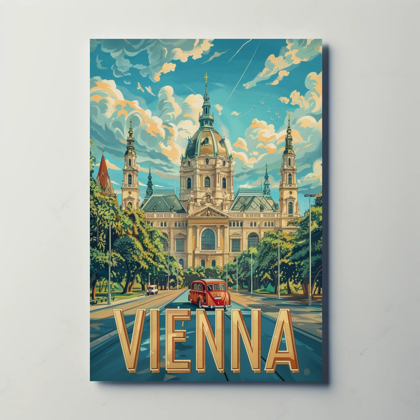 Vienna Austria Grand Palace Domes Road Travel Poster
