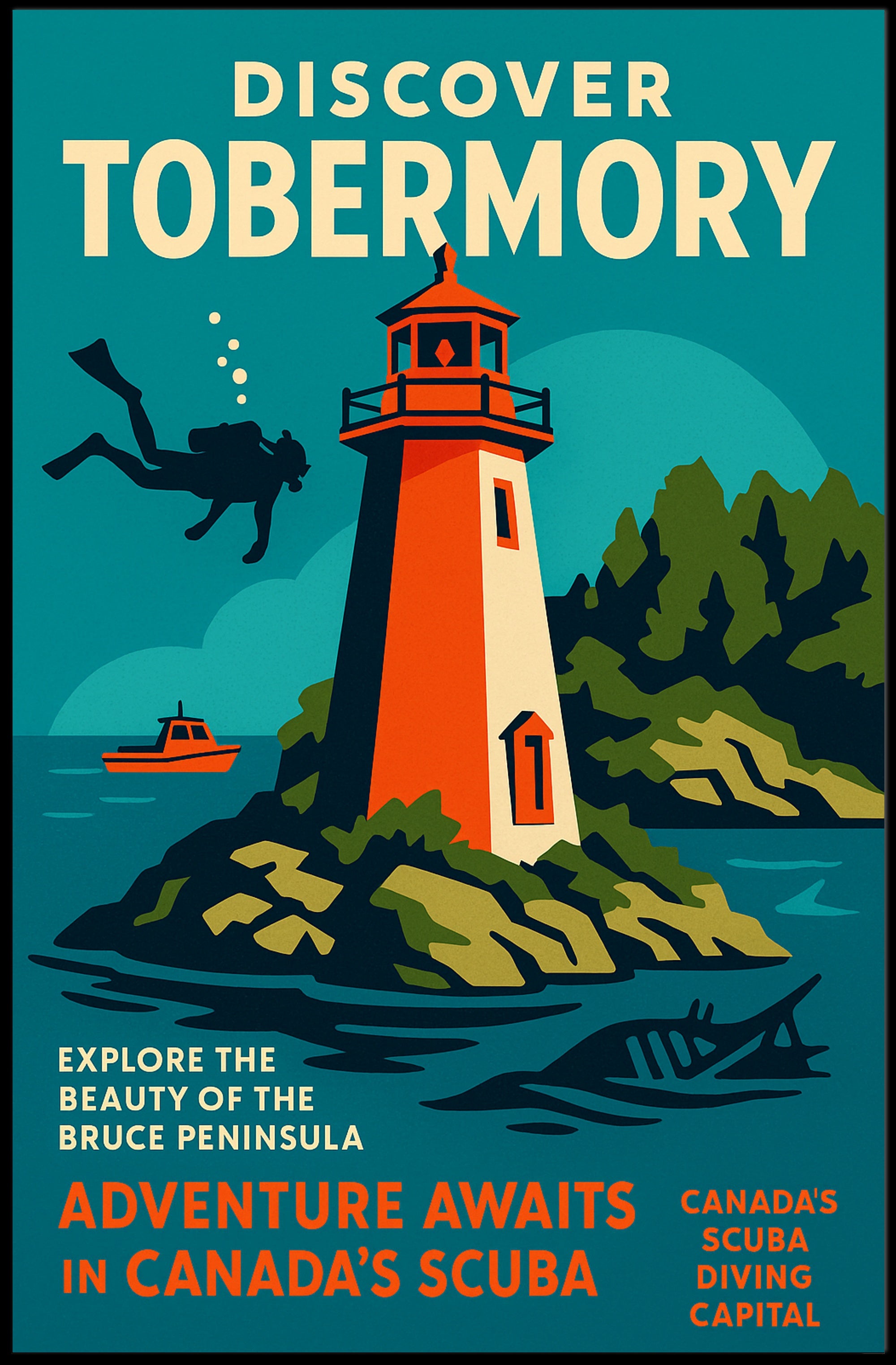 Tobermory Travel Poster Vintage Coastal Wall Art