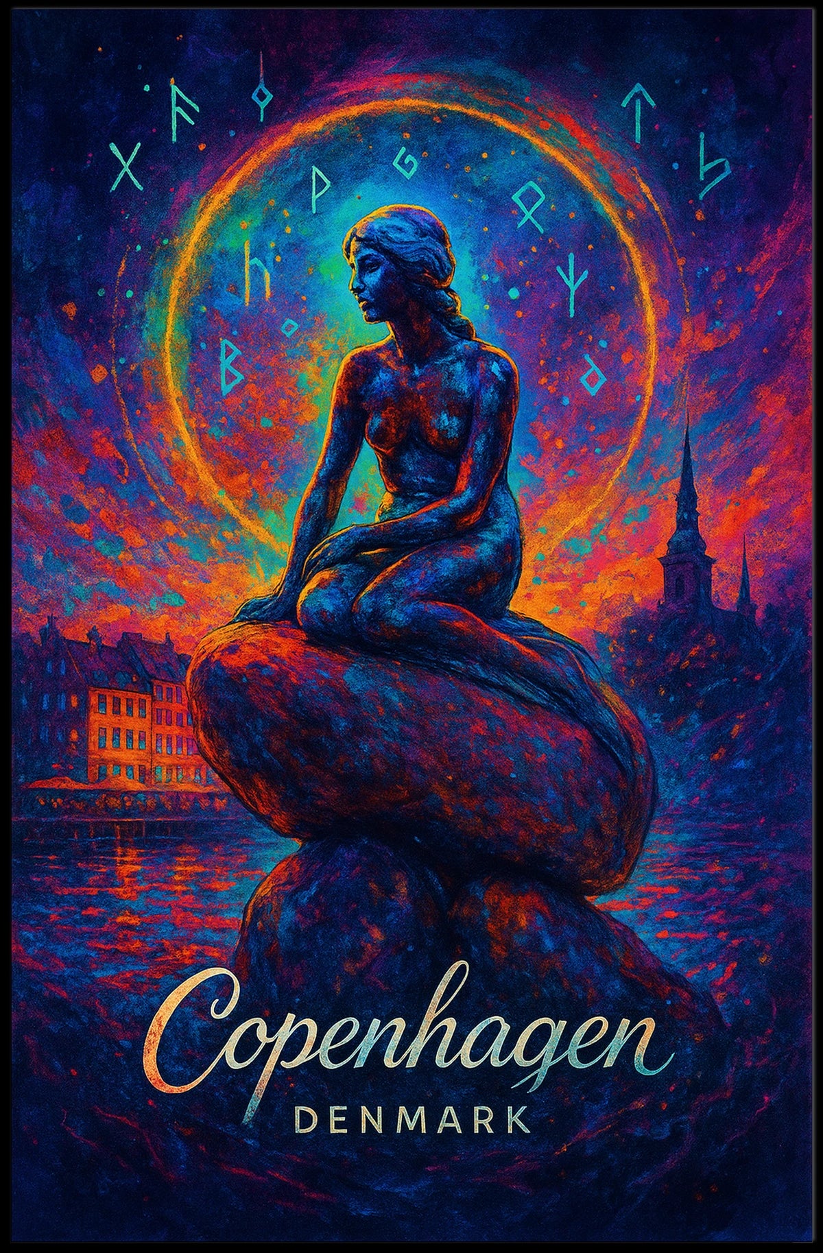 Little Mermaid Copenhagen Fantasy Art Poster