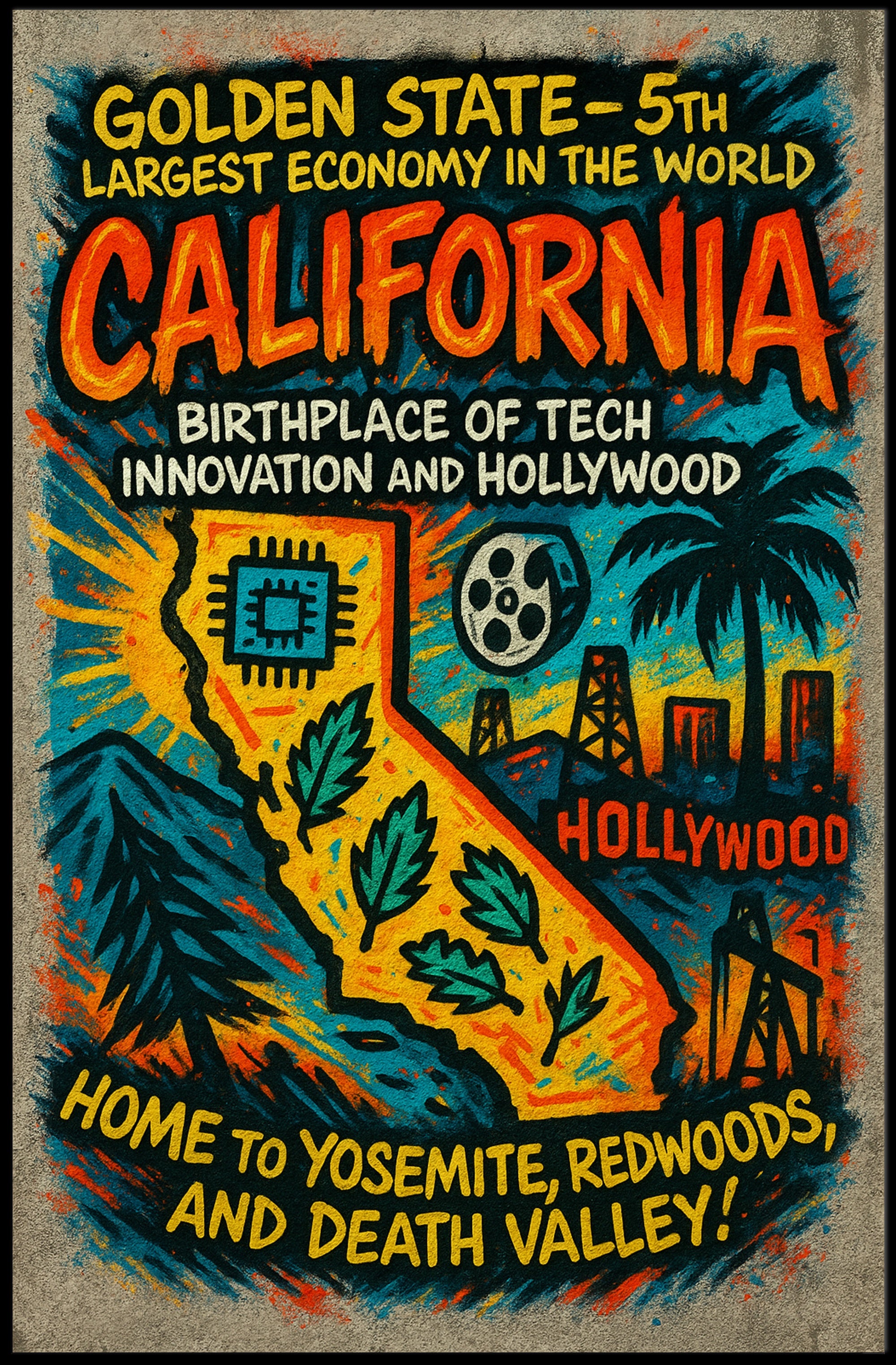 California Vintage Travel Poster Wall Art PosterGoat