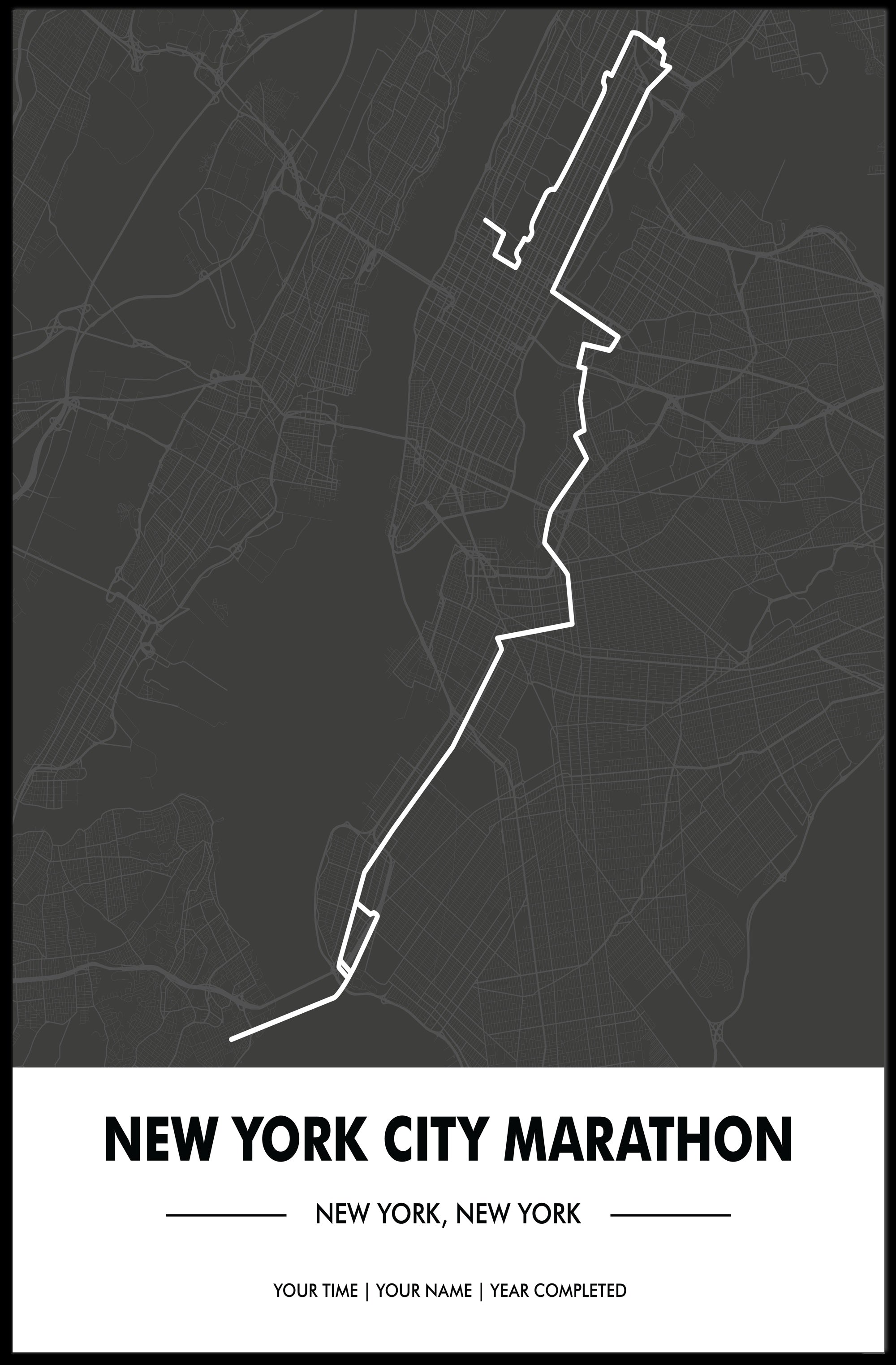 New York City Marathon Route Modern Sports Poster