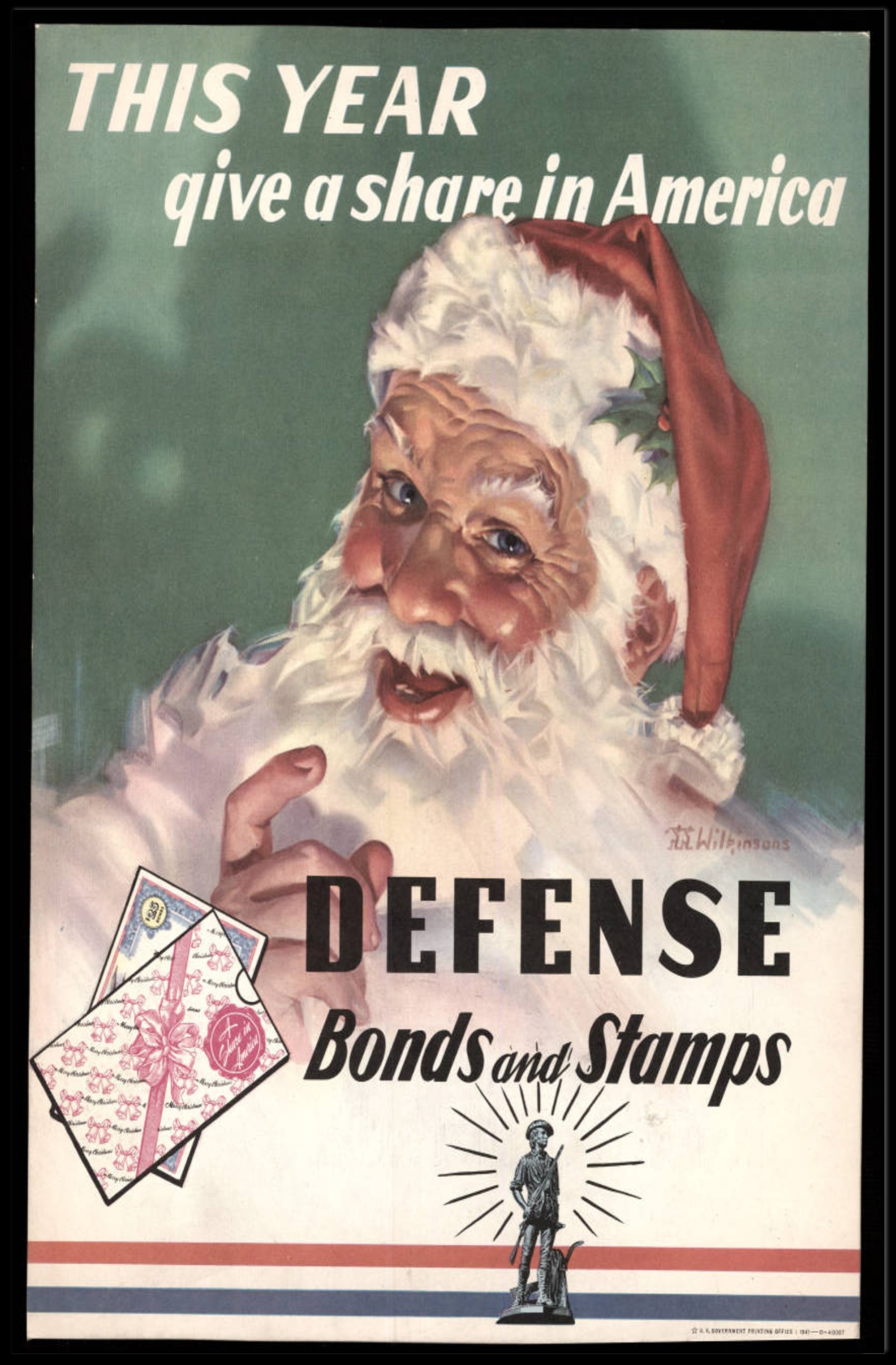 Santa Encourages Investment in America Poster PosterGoat