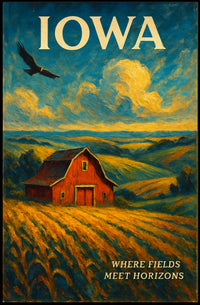 Iowa Where Fields Meet Horizons Poster
