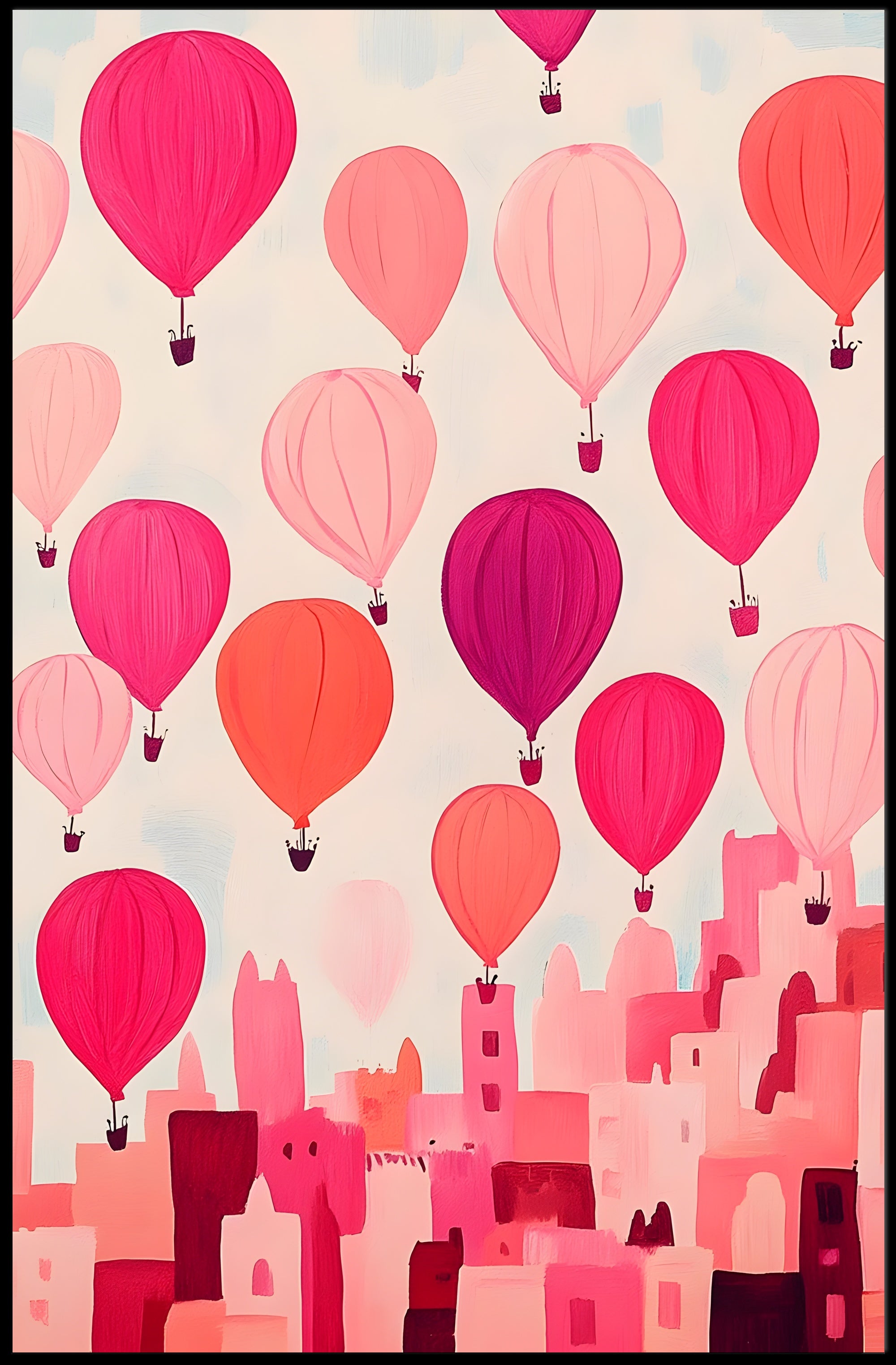 Hot Air Balloons Poster Whimsical Travel Wall Art Print