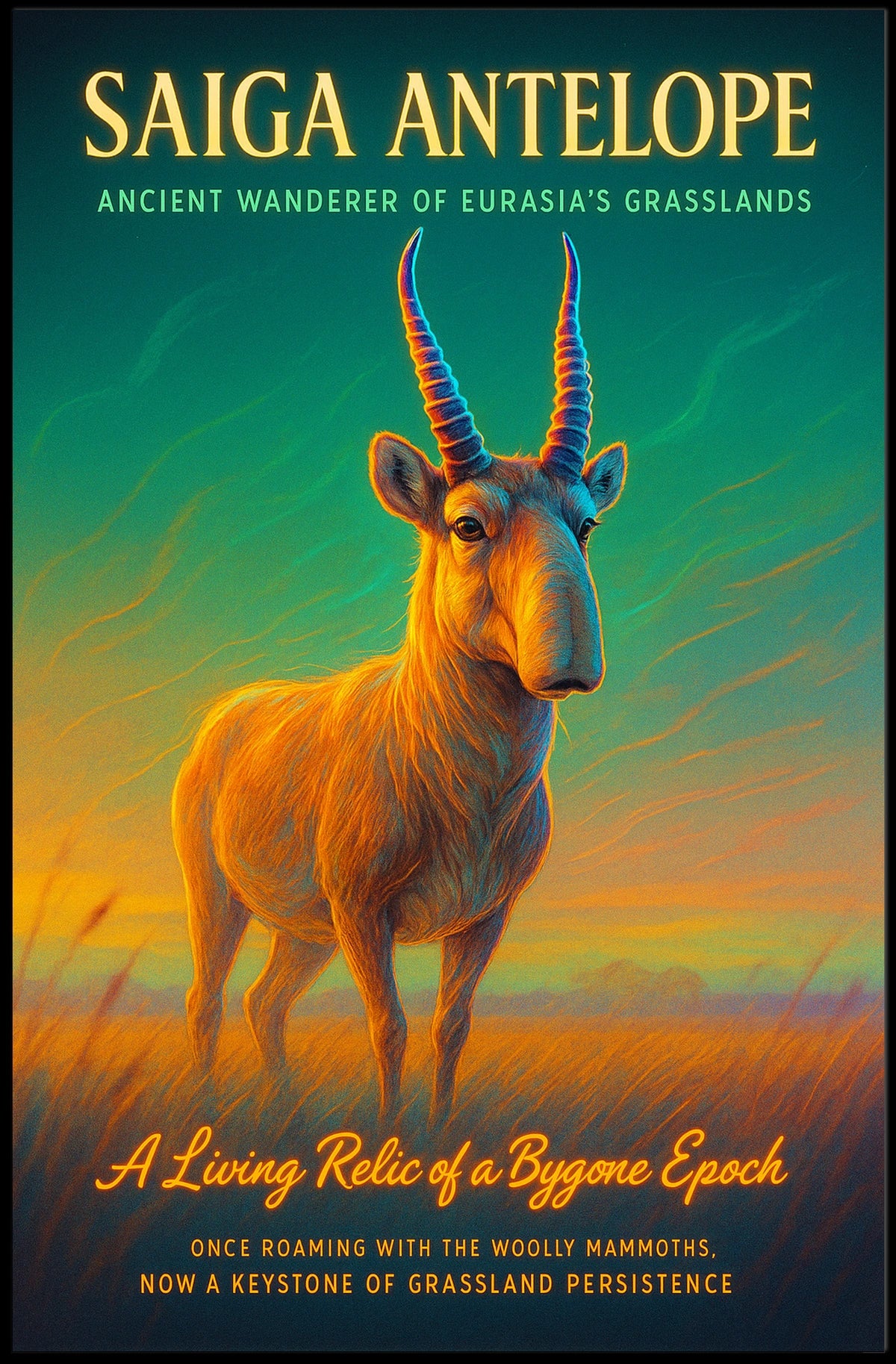 Saiga Antelope A Living Relic Poster