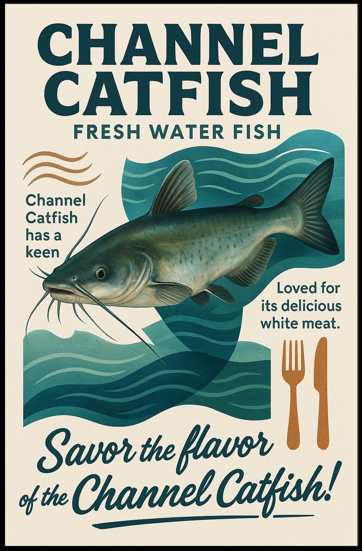 Channel Catfish Fresh Water Delight Poster