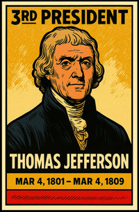 Thomas Jefferson 3rd President of the United States Inked Comic Style Poster