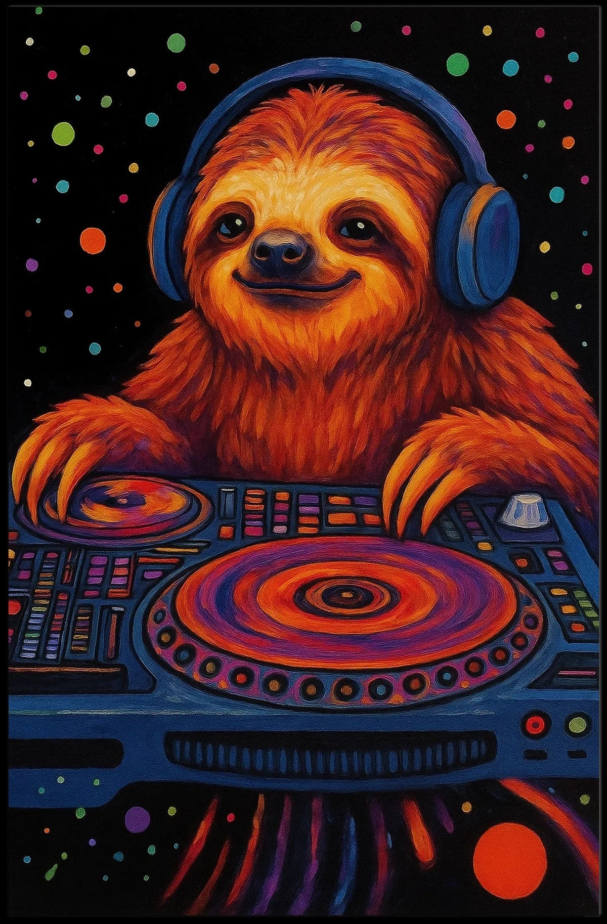 Sloth DJ Party Vibes Animal Poster