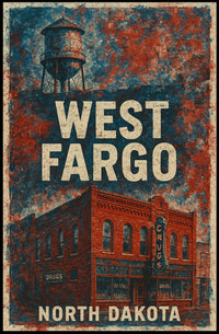West Fargo North Dakota Scenic Vintage Souvenir Poster