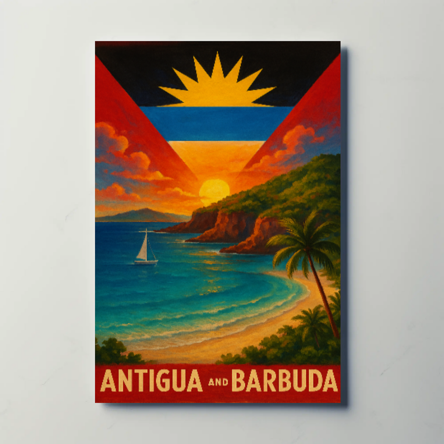 Tropical Paradise Antigua and Barbuda Travel Poster