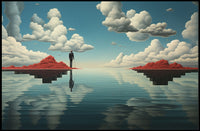 Surreal Reflection: Artistic Poster with Contemplative Figure