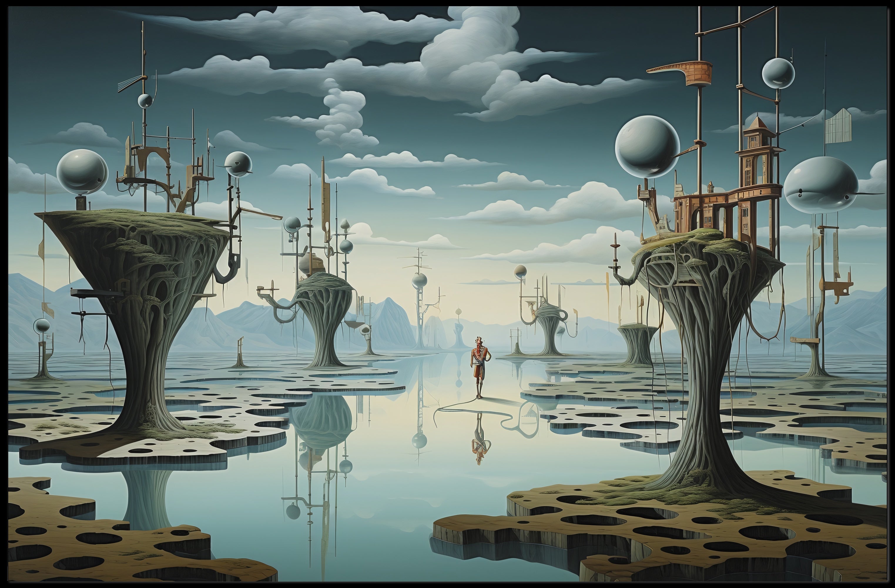 Surreal Futuristic Landscape with Tree Structures Futuristic Sci-Fi Poster