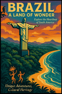 Brazilian Adventures Await: Vibrant Vintage Travel Poster