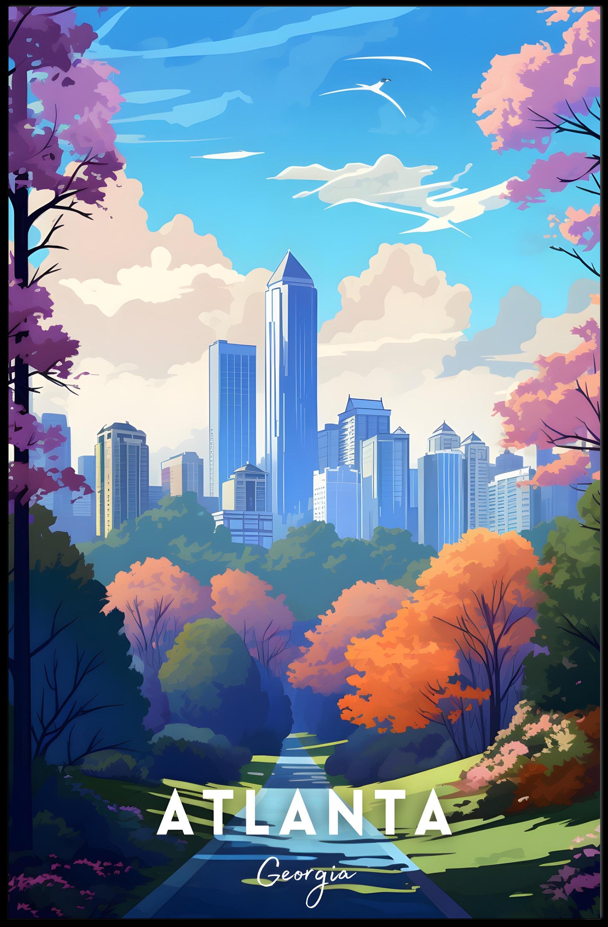 Vibrant Atlanta Cityscape with Urban Park Vibes Poster