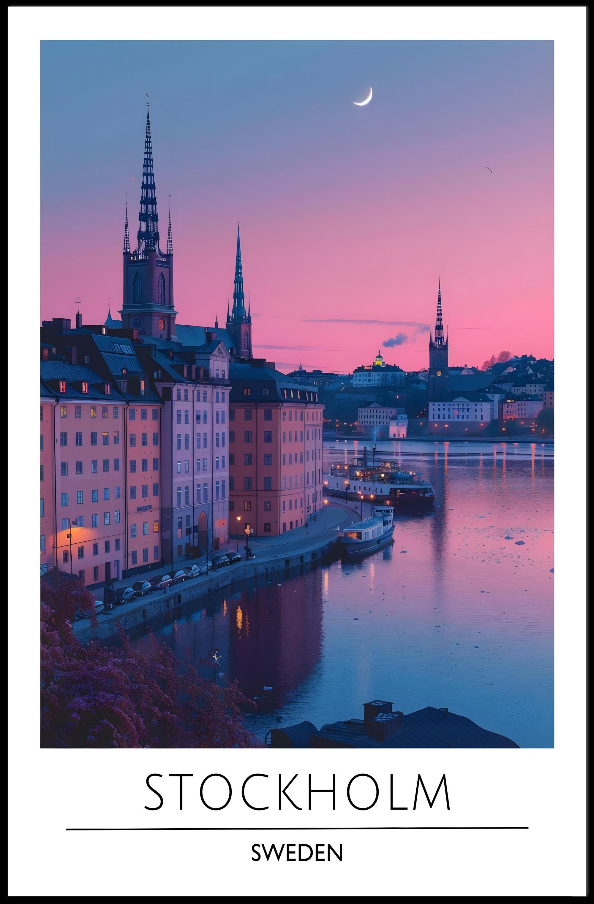 Serene Evening View of Stockholm Urban Cityscape Poster