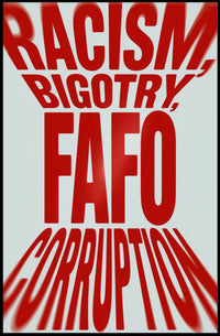 Bold Red Text Confrontational Political or Propaganda Poster