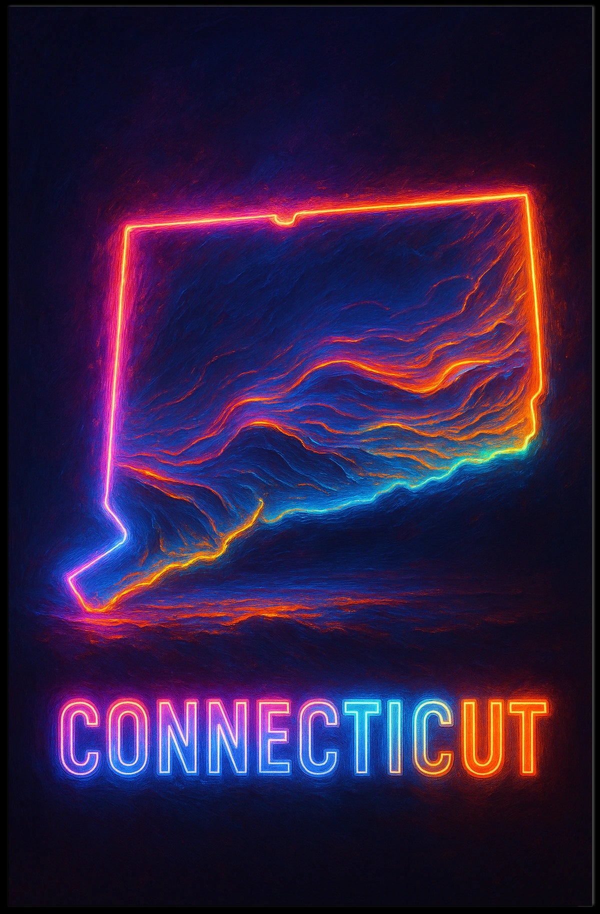 Neon Connecticut Poster
