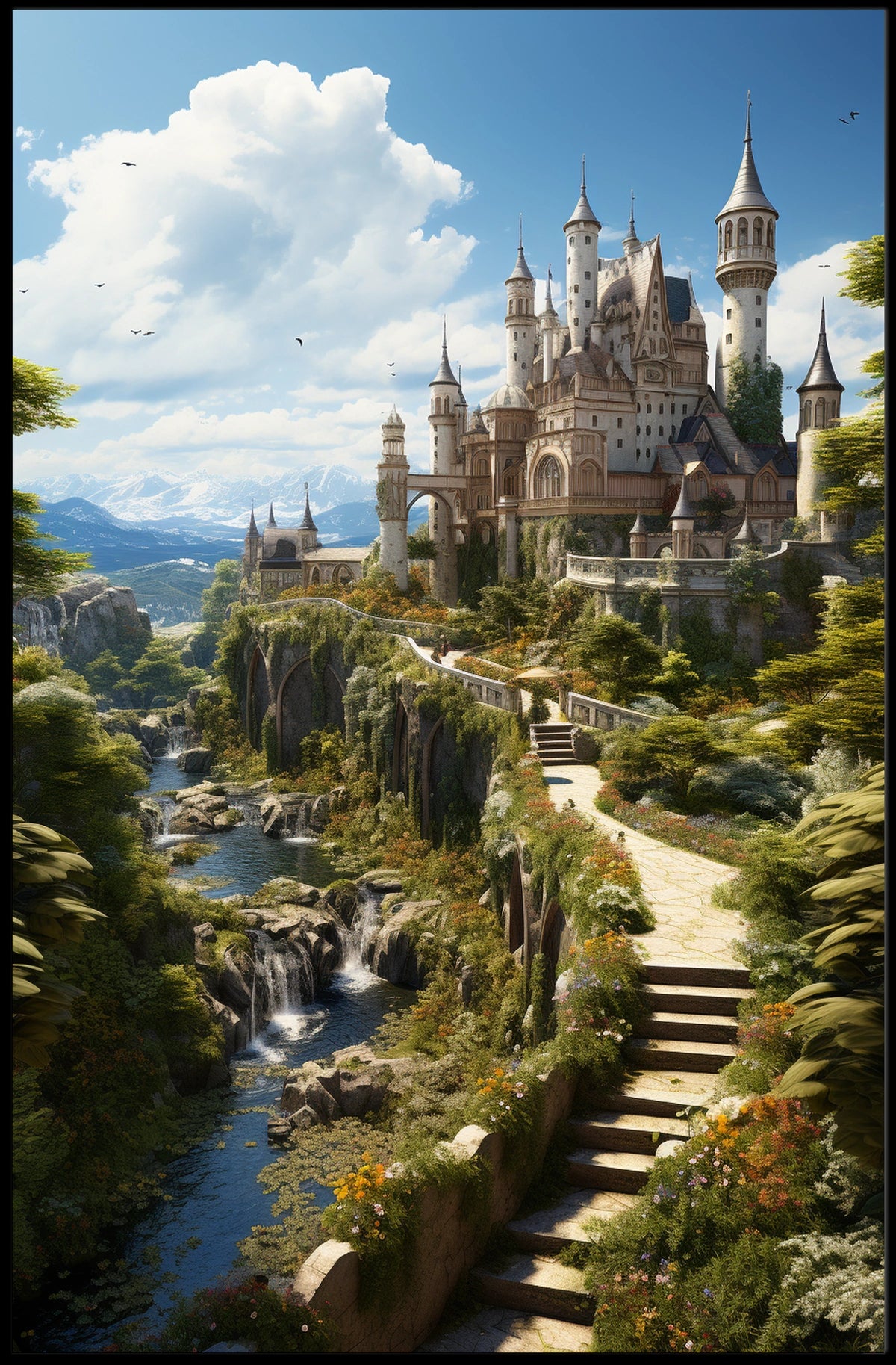Enchanted Castle in a Serene Landscape Poster