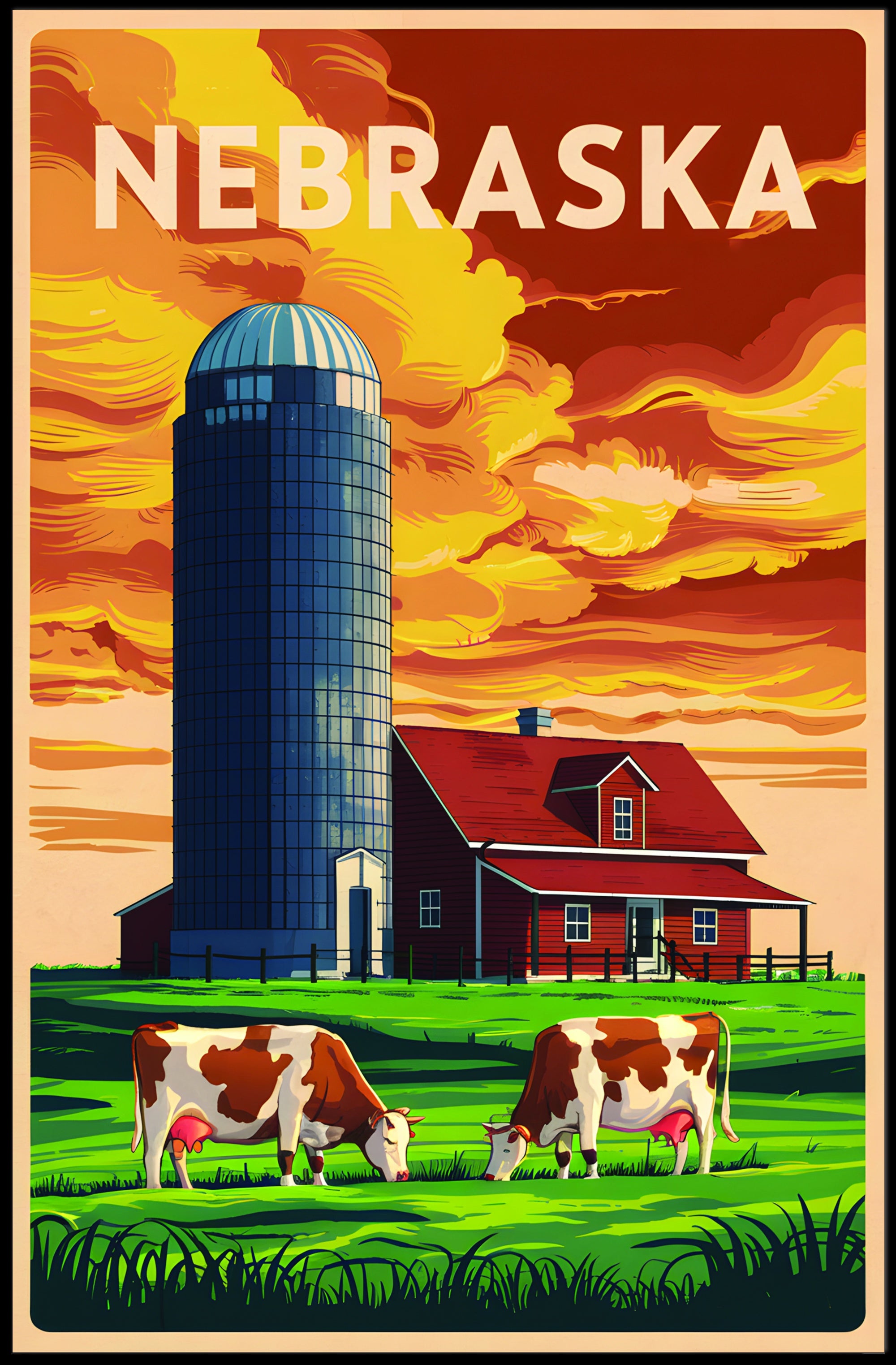 Nebraska Farm Scene Poster