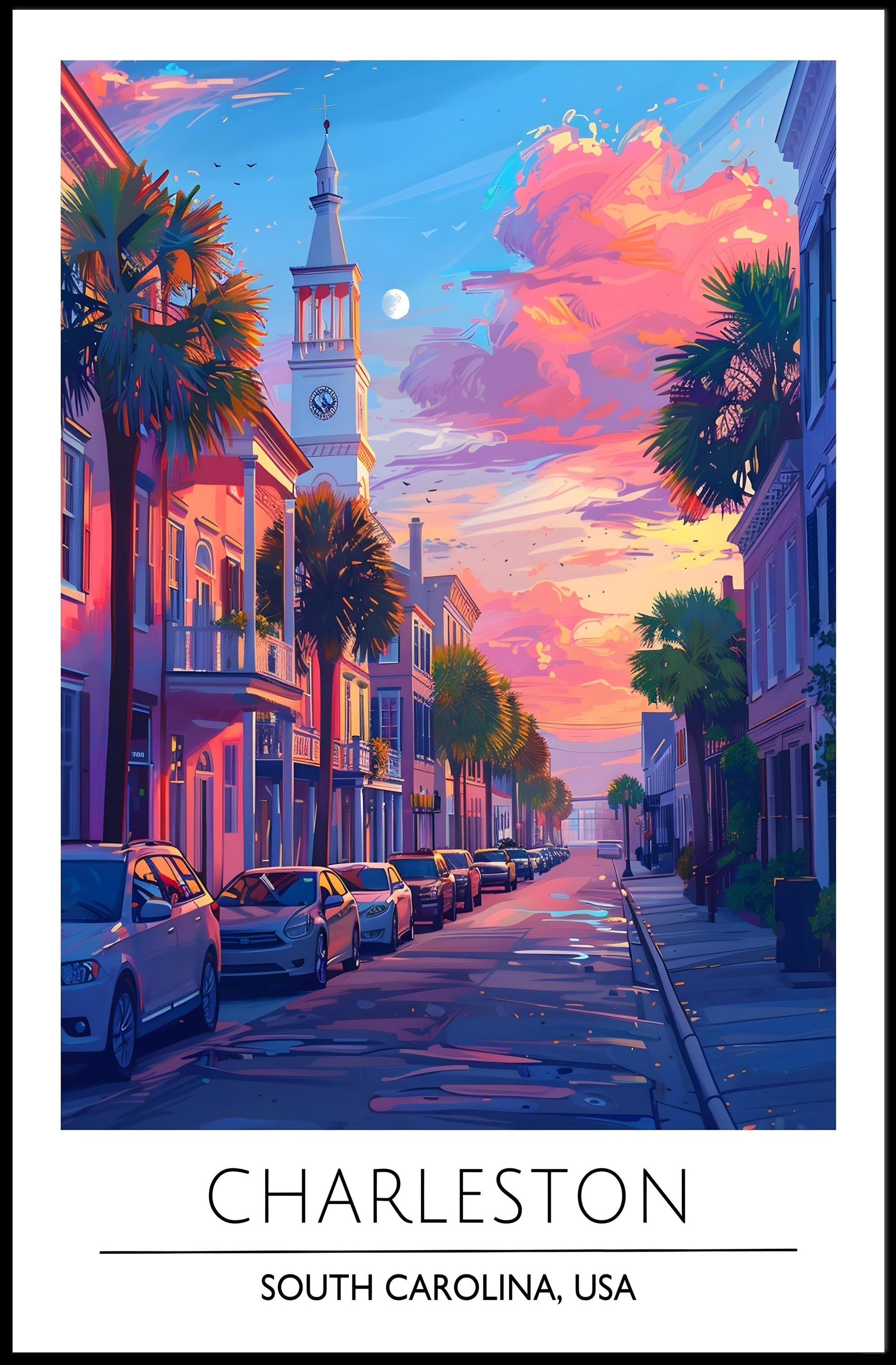 Charleston Street Scene: Vibrant Urban or Cityscape Poster