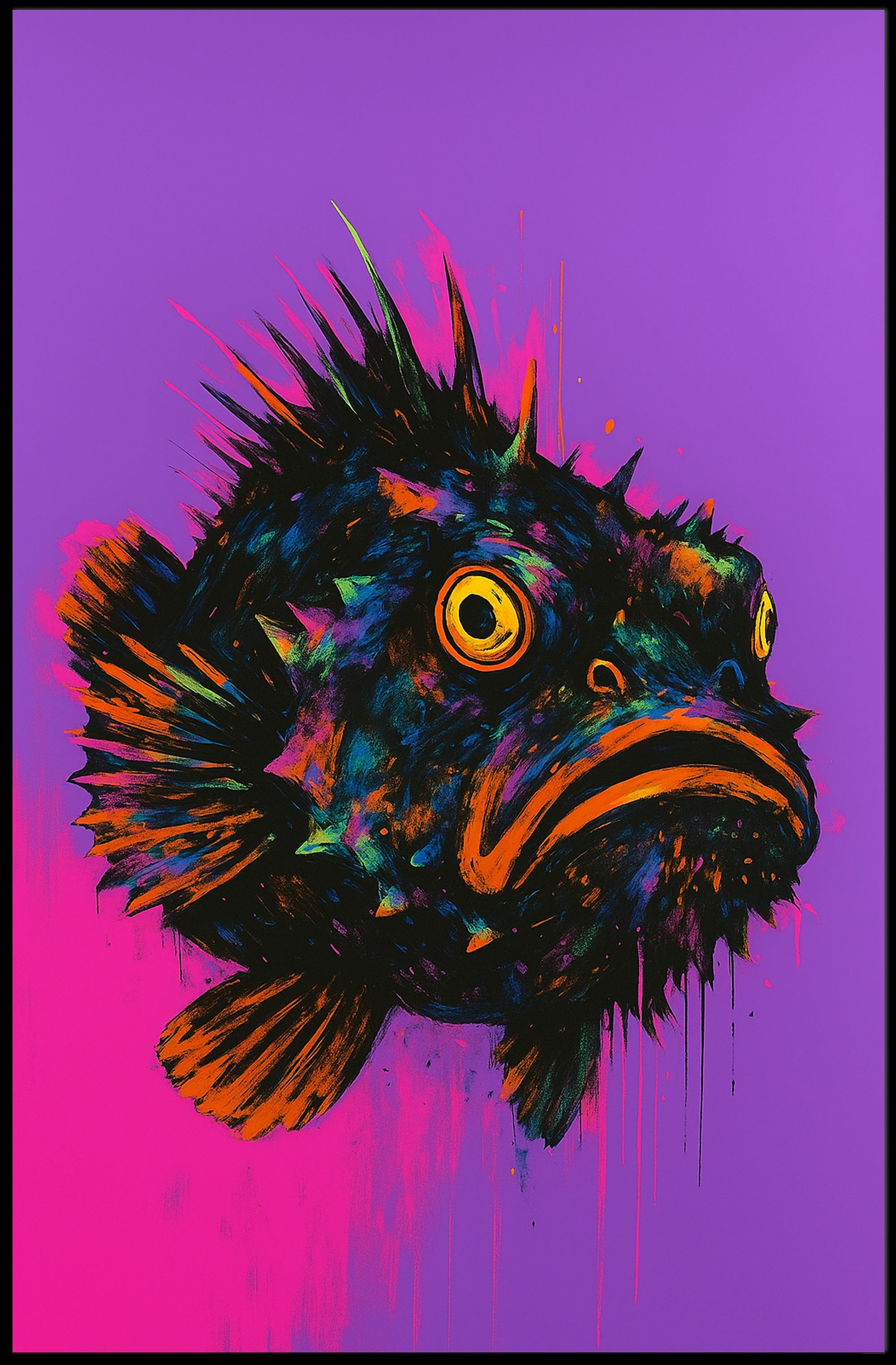 Neon Fish Expression Poster