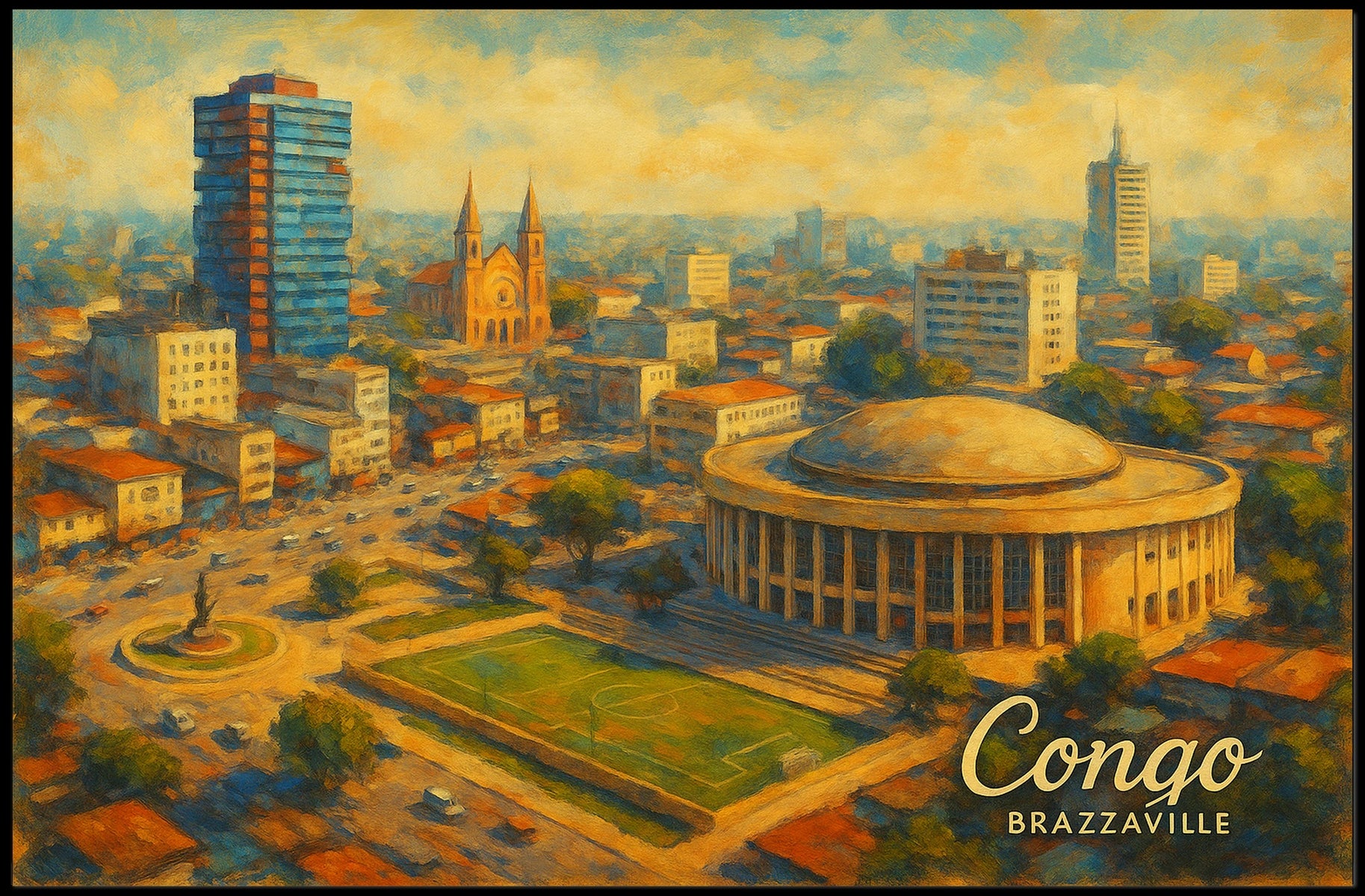 Congo Brazzaville Cityscape Poster