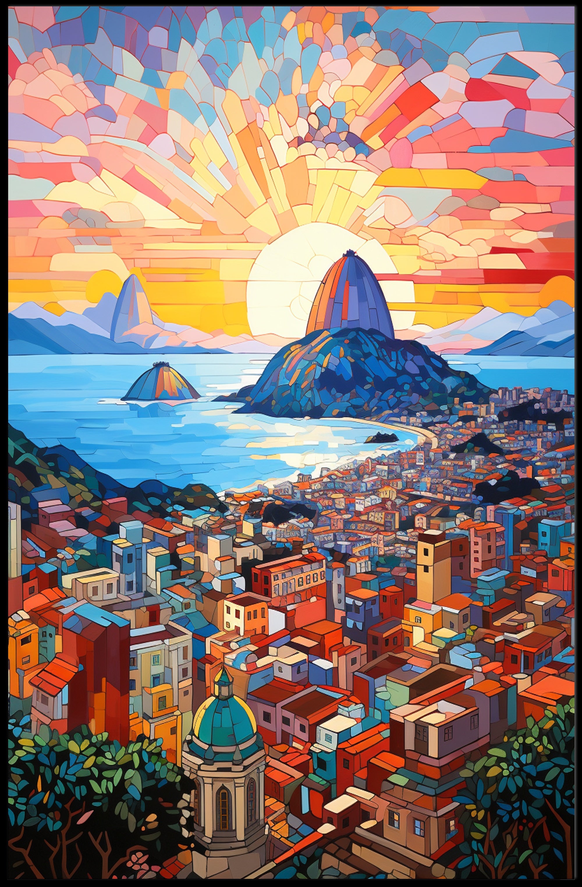 Vibrant Cityscape At Sunset Poster