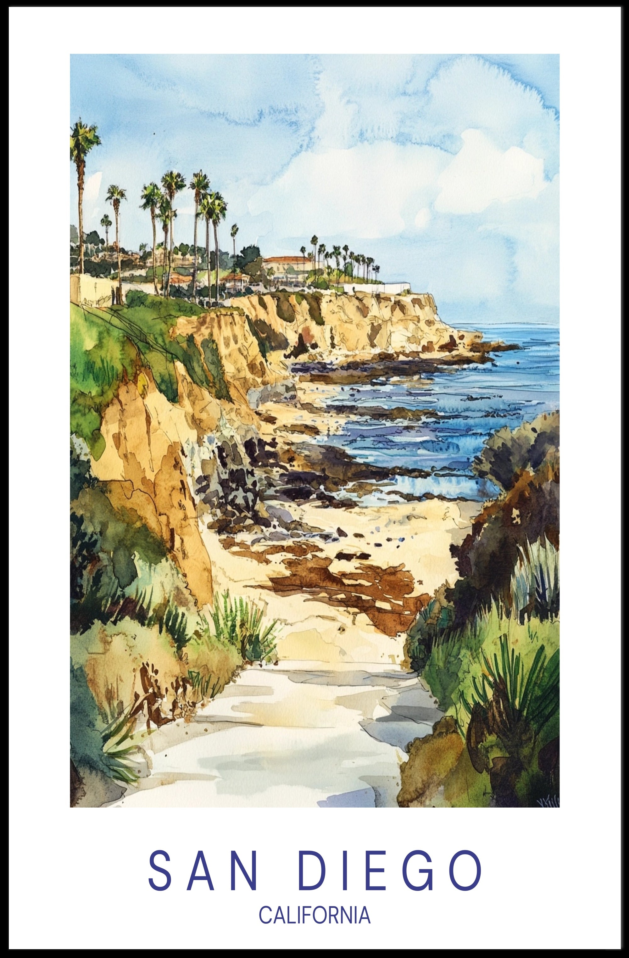 Scenic San Diego Coastline Poster PosterGoat