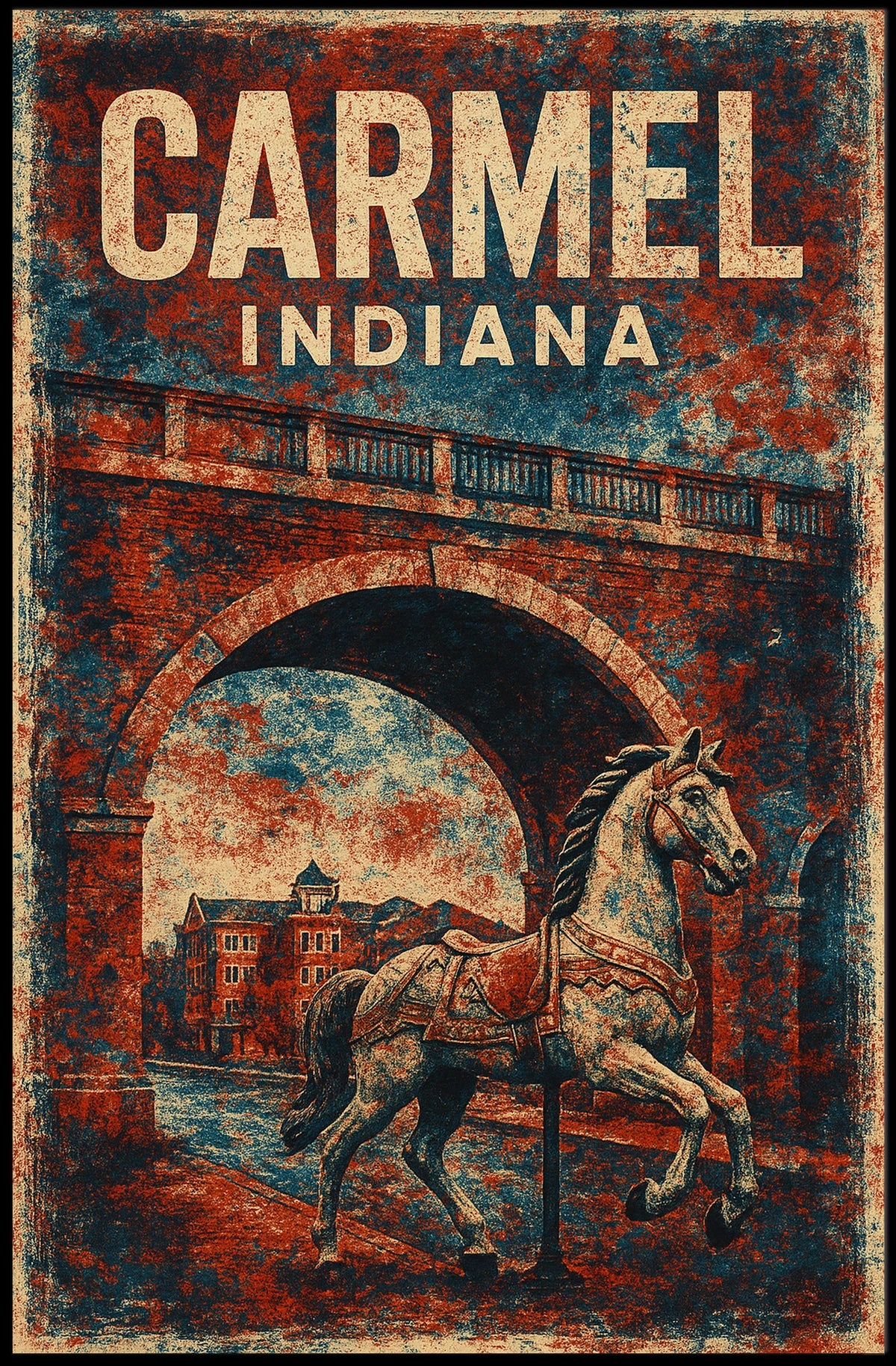 Carmel, Indiana Vintage Charm Vintage Poster