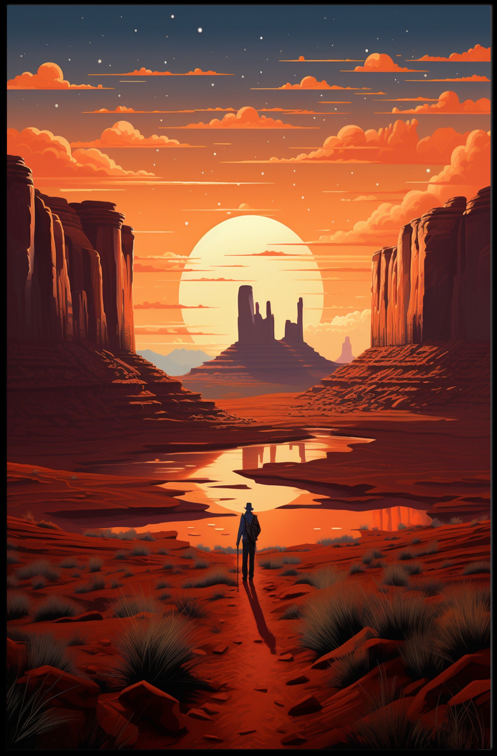 Desert Wanderer At Sunset Poster PosterGoat