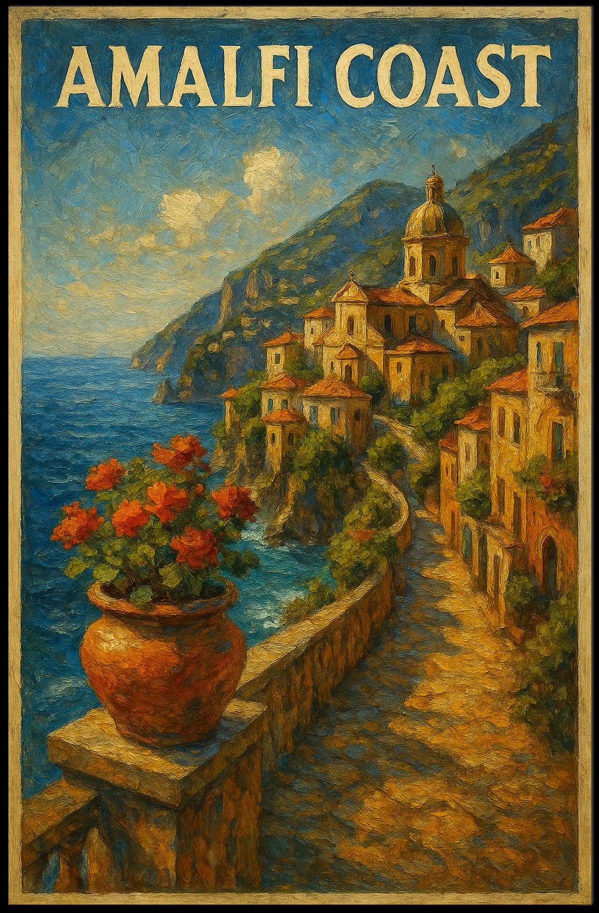 Amalfi Coast Poster Wall Art Scenic Coastal Decor Print