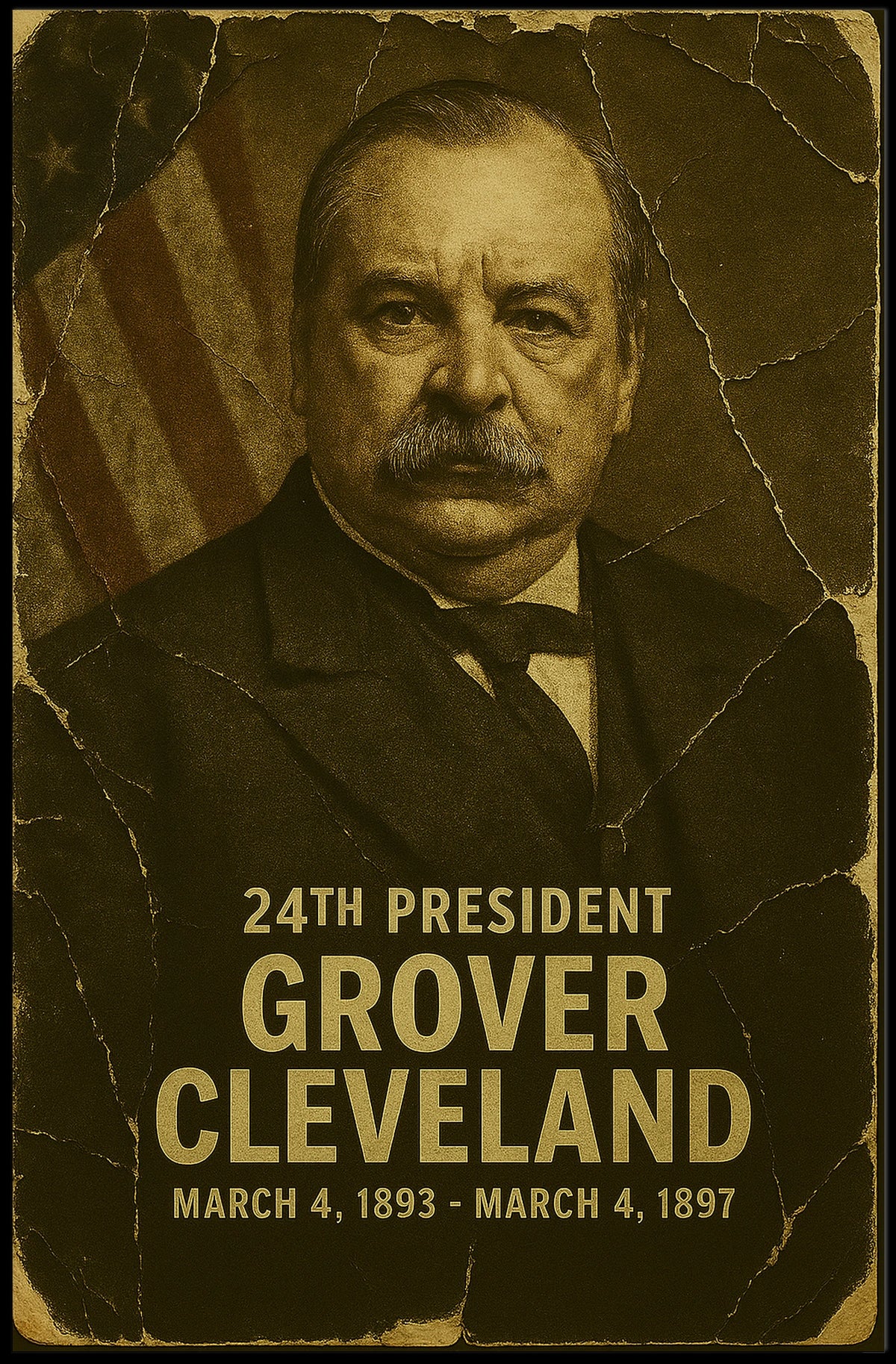 Grover Cleveland 24th President of the United States Damaged Photograph Poster