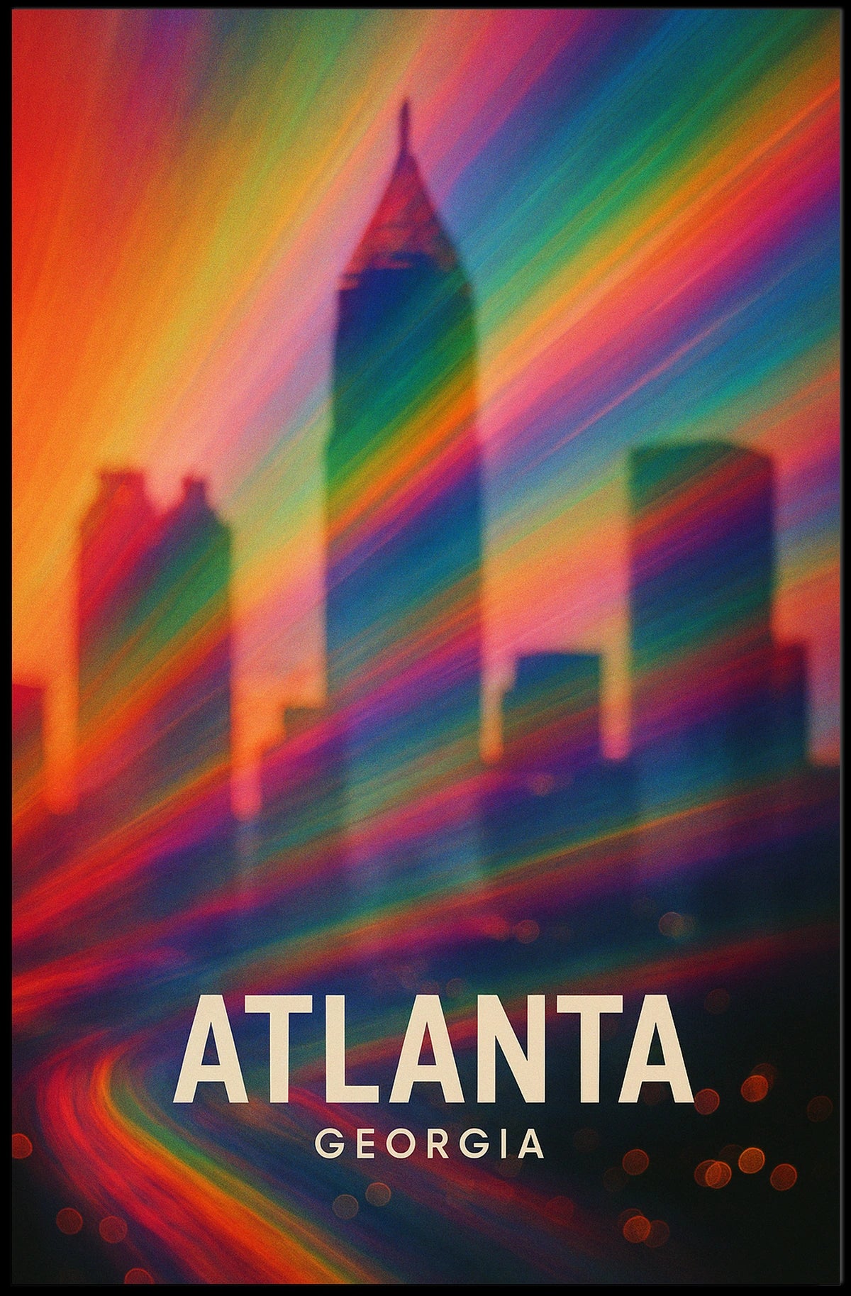 Atlanta Skyline Vibrant Pop Art Poster