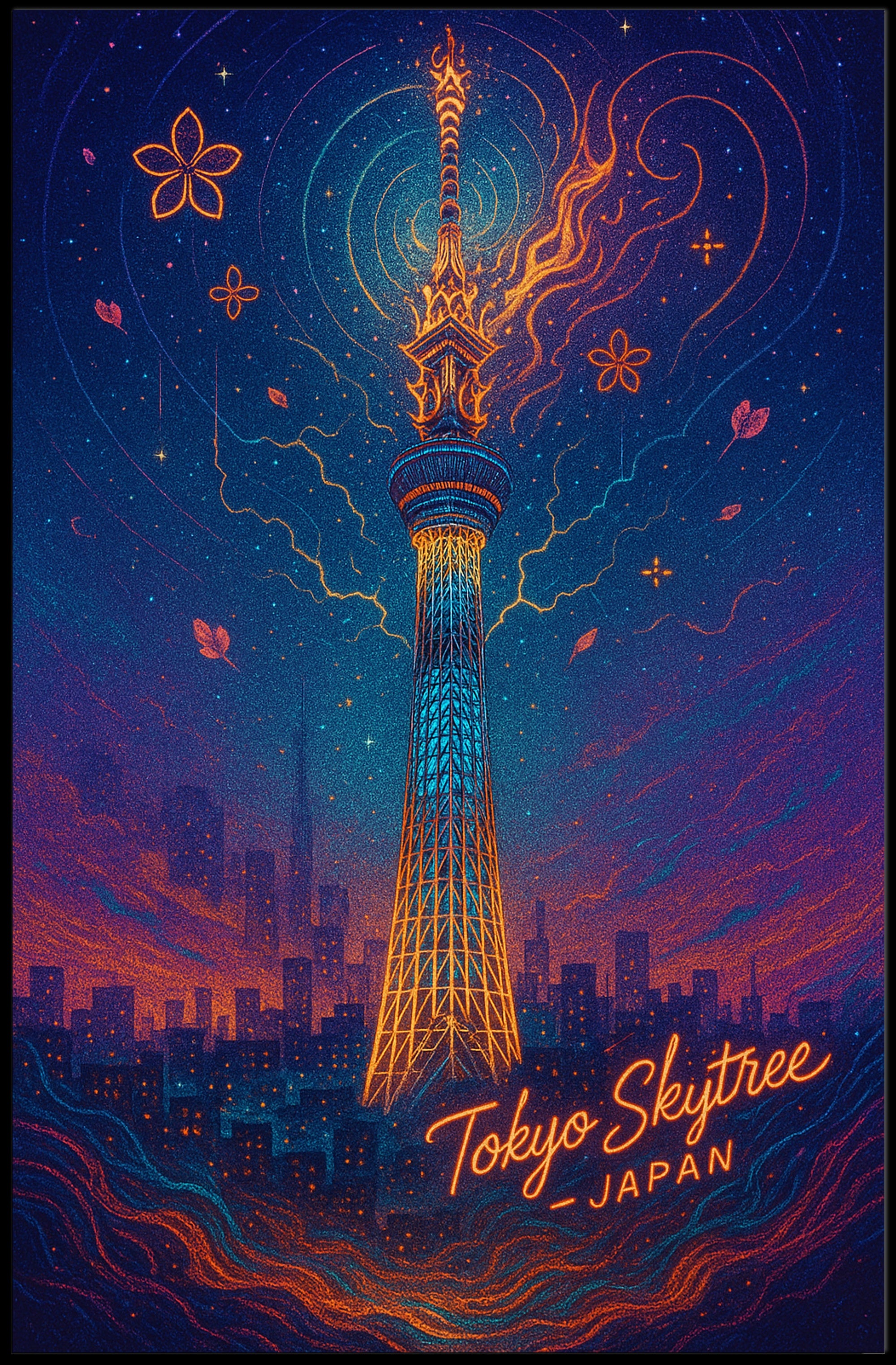 Tokyo Skytree Travel Poster Scenic Wall Art Print