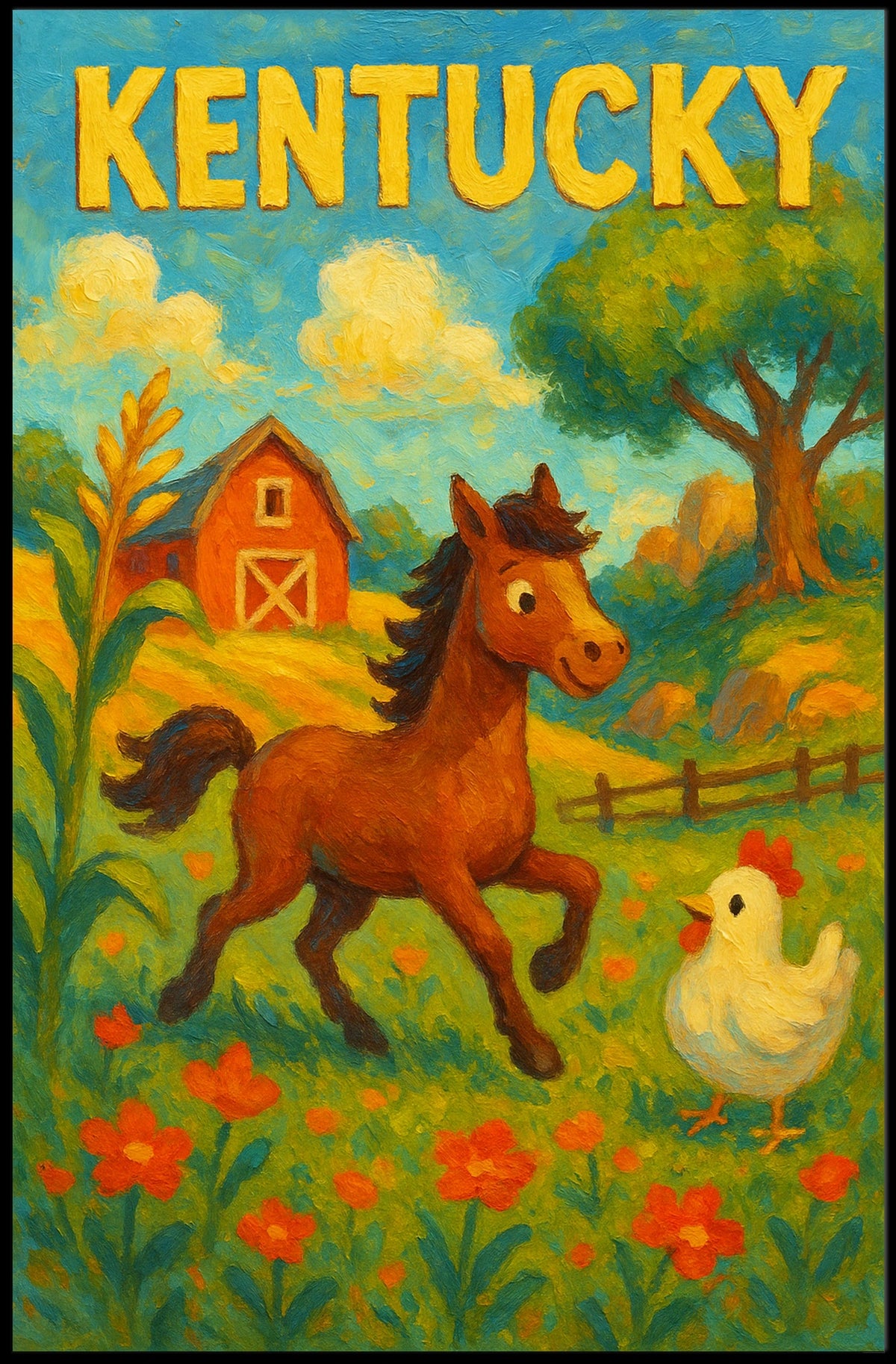 Kentucky Farm Life Rustic Vintage Poster