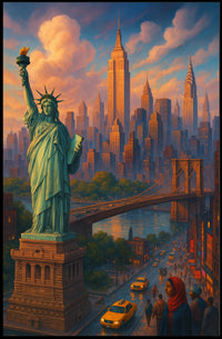 New York City Dreams Skyline Poster Modern Wall Art