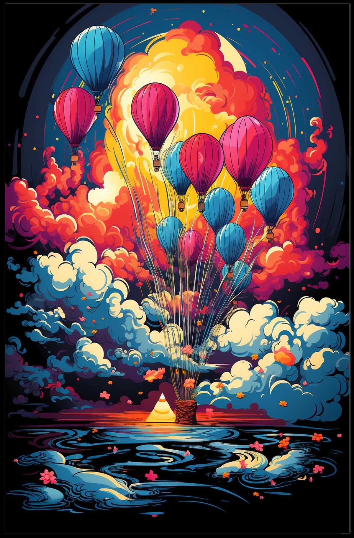 Fantasy Adventure Hot Air Balloon Art Poster