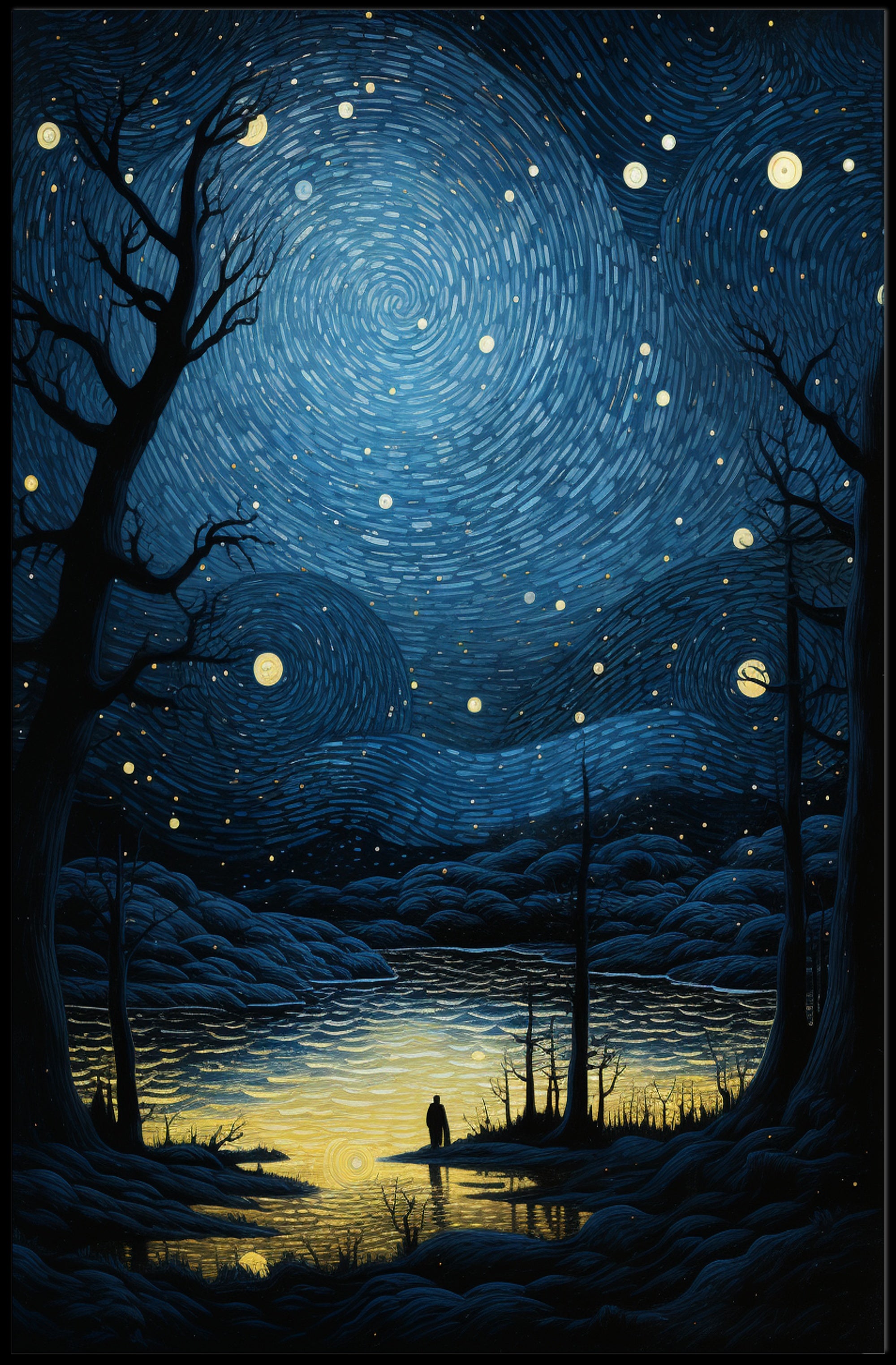 Starry Night Reflection Poster PosterGoat