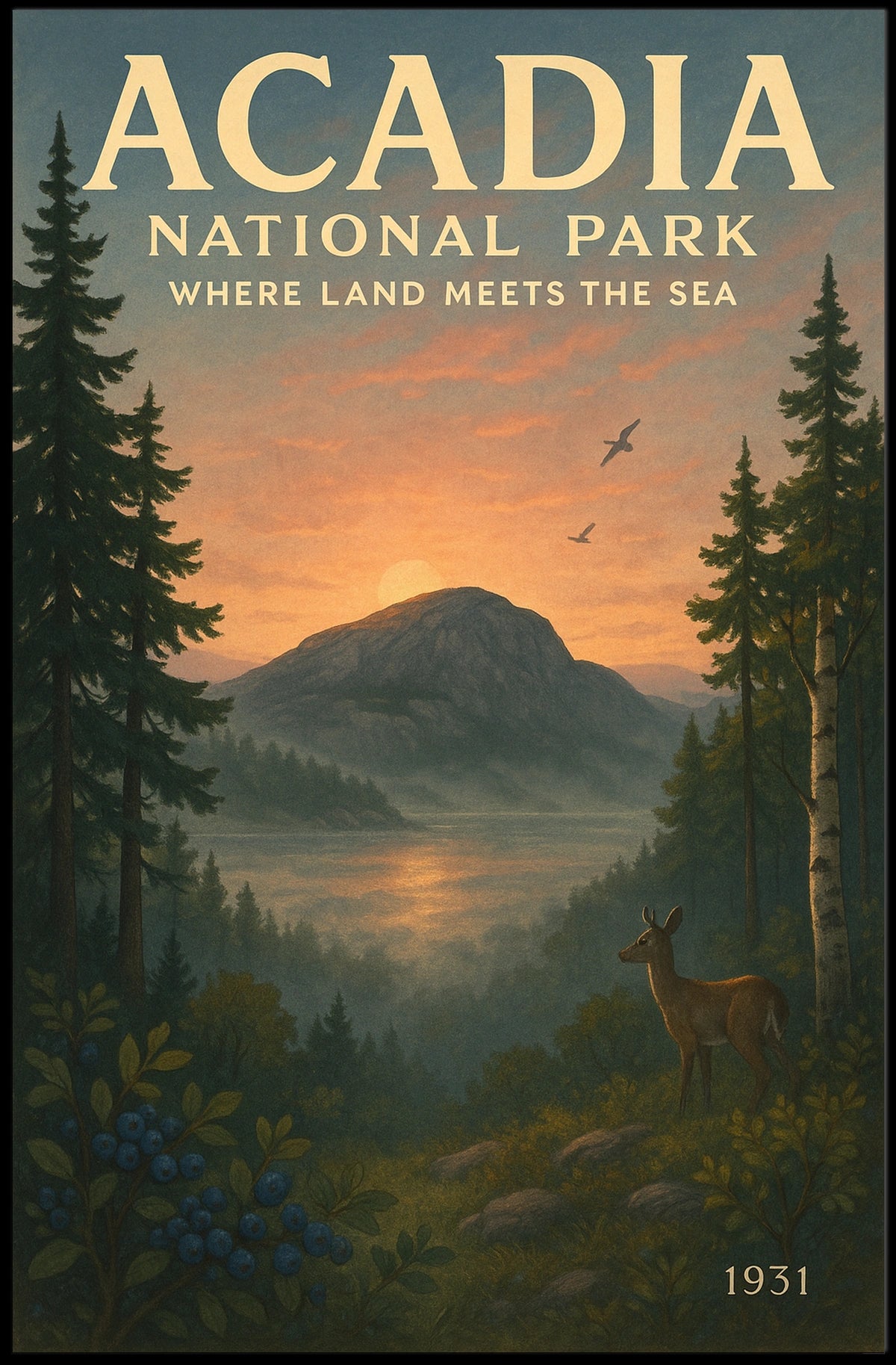 Acadia National Park Where Land Meets Poster