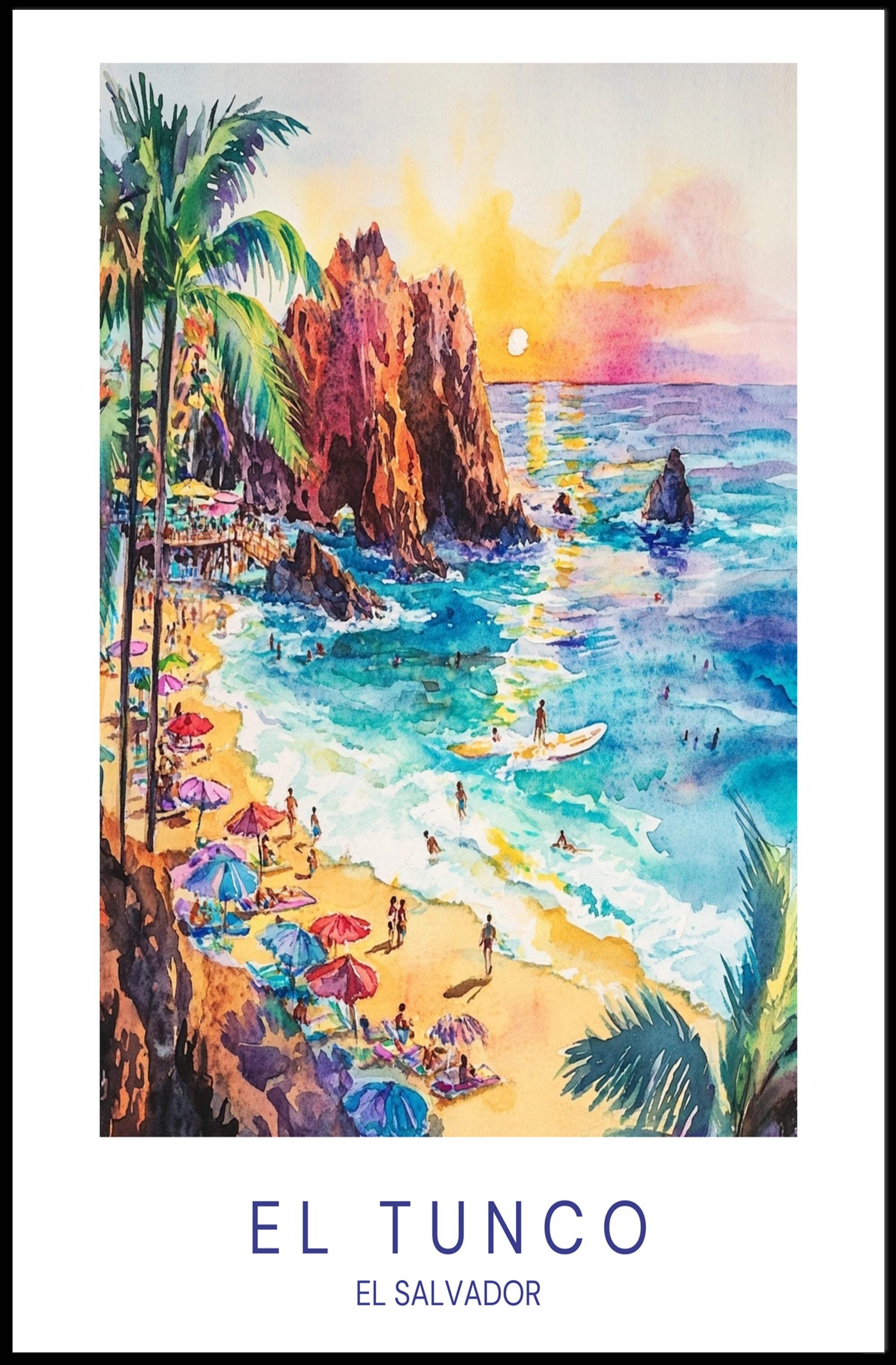 El Tunco Beach Paradise Poster PosterGoat