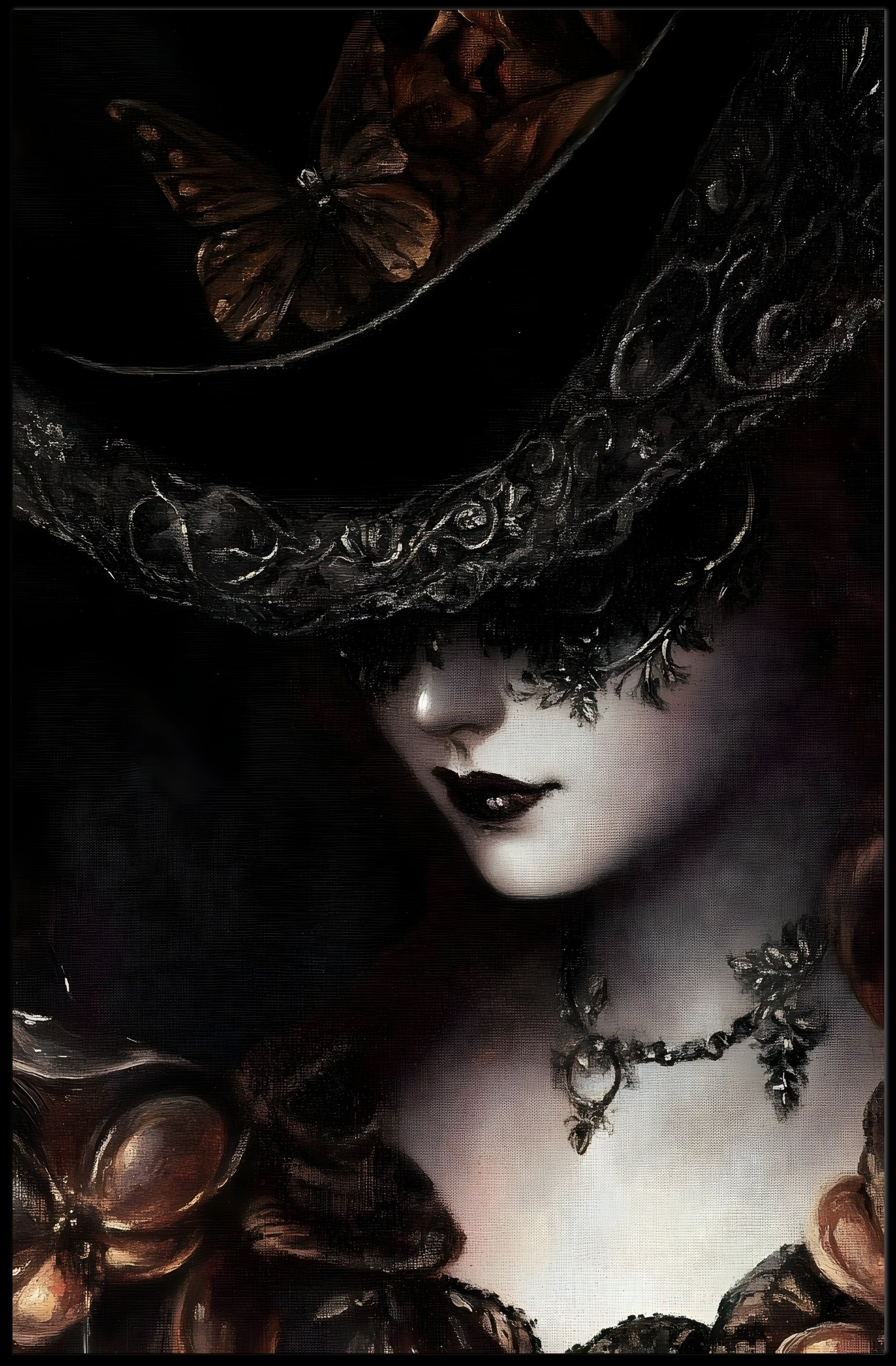 Mysterious Woman in Baroque Elegance Artistic Poster PosterGoat